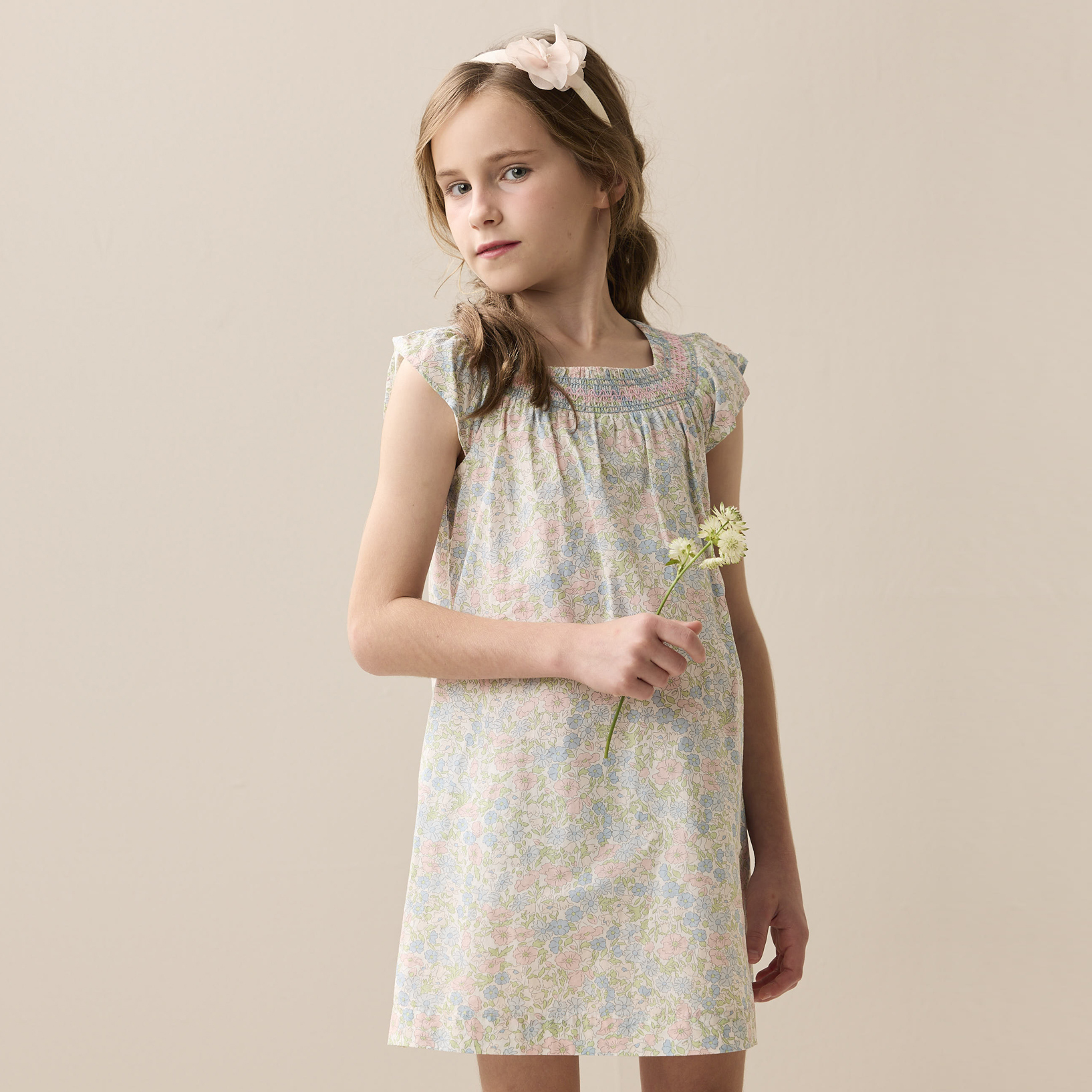 PIPPY 優雅滿版印花方形領洋裝 粉