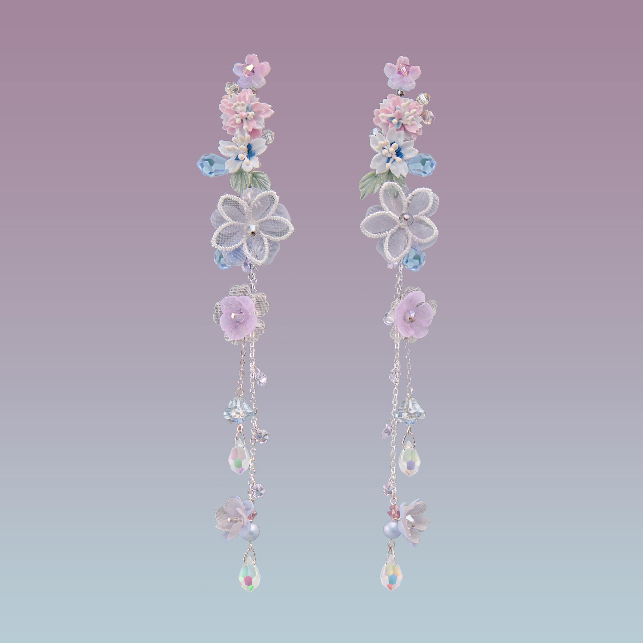 Sliver Stream Sakura S925 Earrings