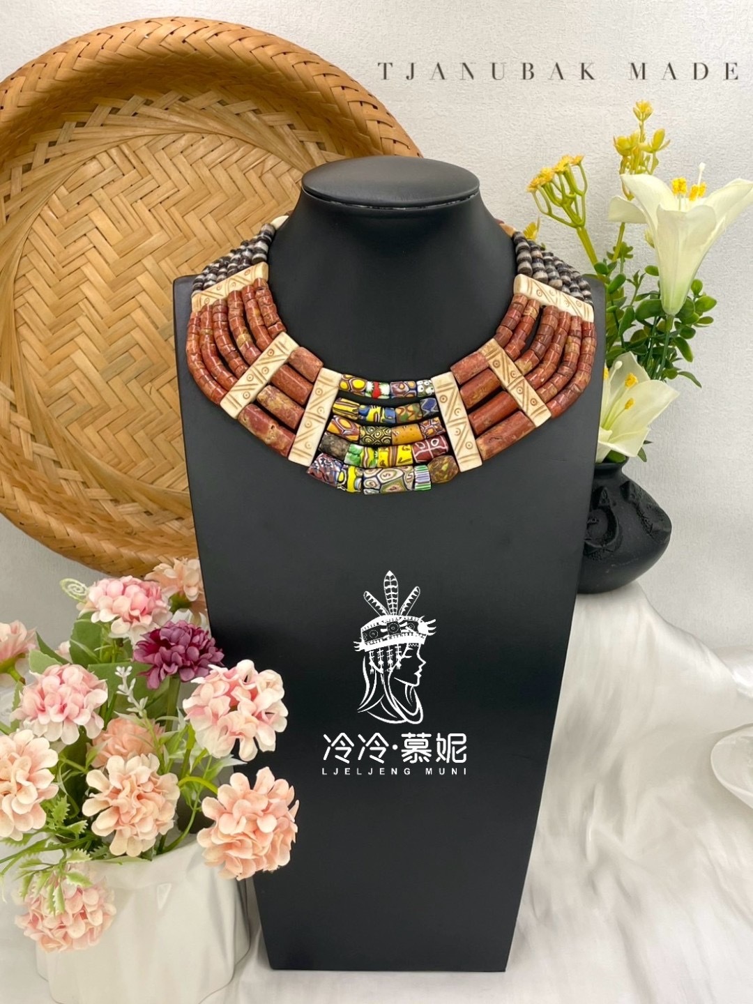 W-No.41貿易古珠複串短鍊43cm