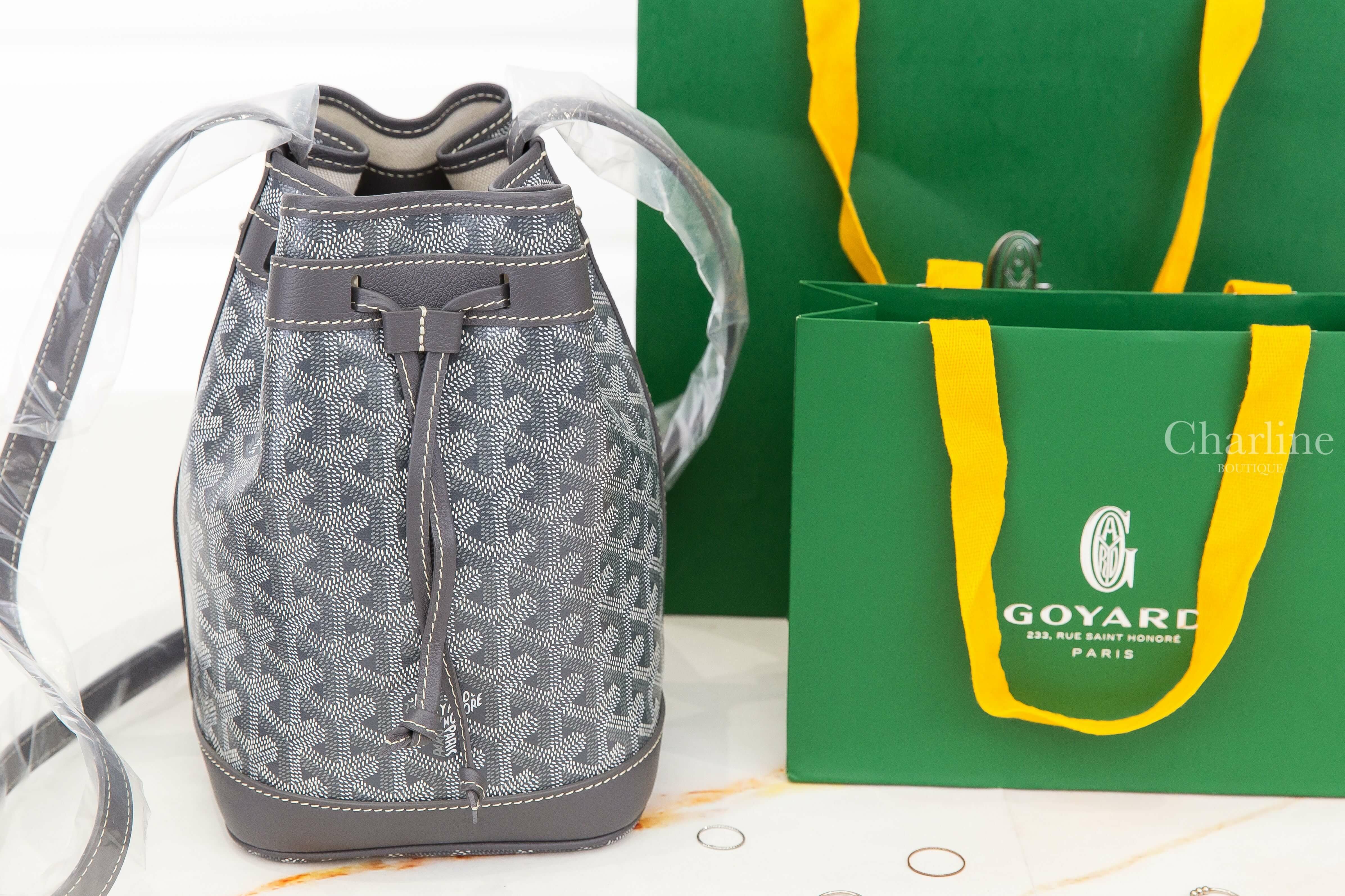 Goyard Petit Flot Bucket Bag 灰色帆布小牛皮同色肩帶水桶肩背包-Charline Boutique 精品代購
