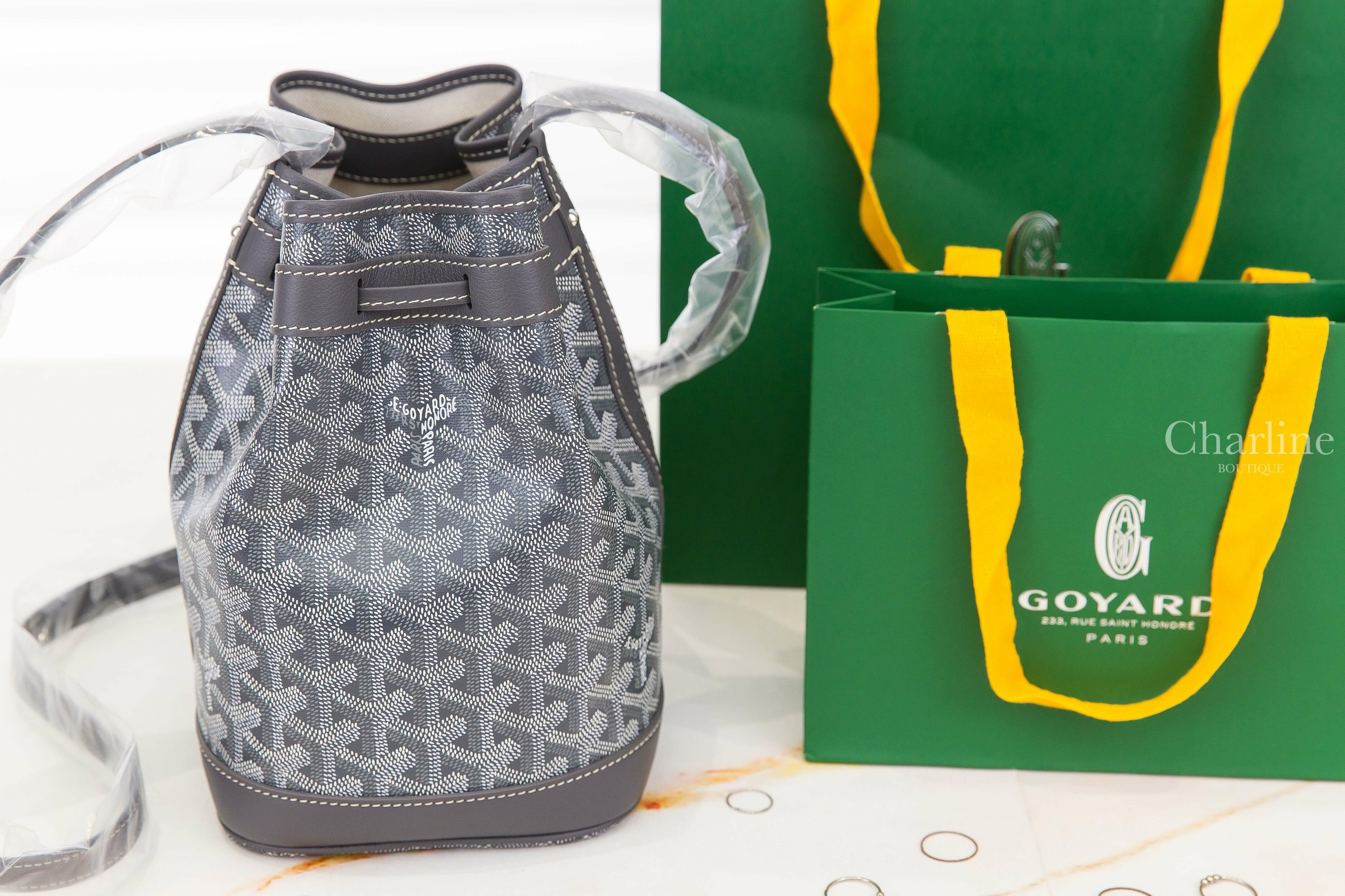 Goyard Petit Flot Bucket Bag 灰色帆布小牛皮同色肩帶水桶肩背包-Charline Boutique 精品代購