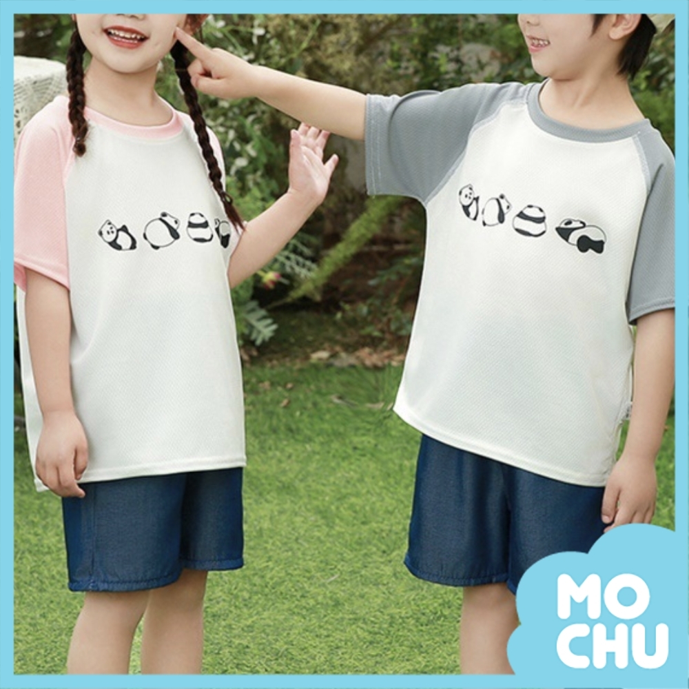 熊貓拼接袖短袖套裝(兩色)