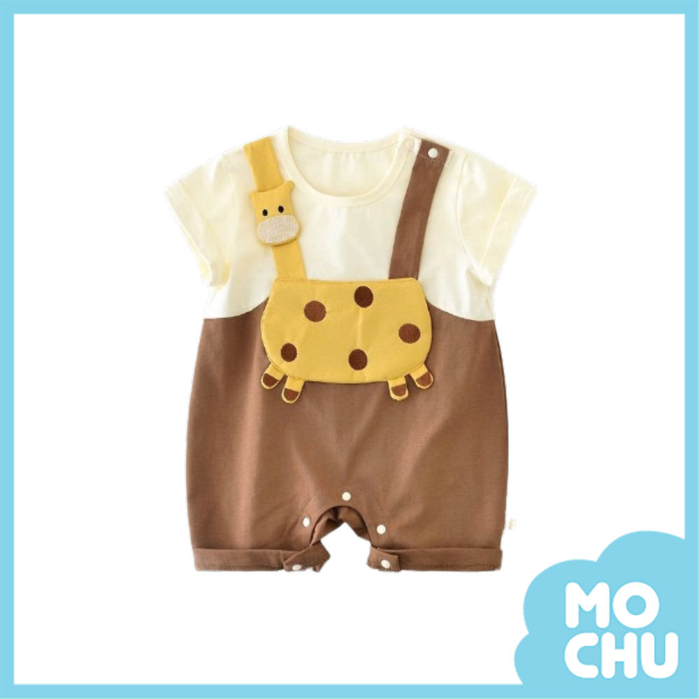 長頸鹿貼布假兩件連身衣