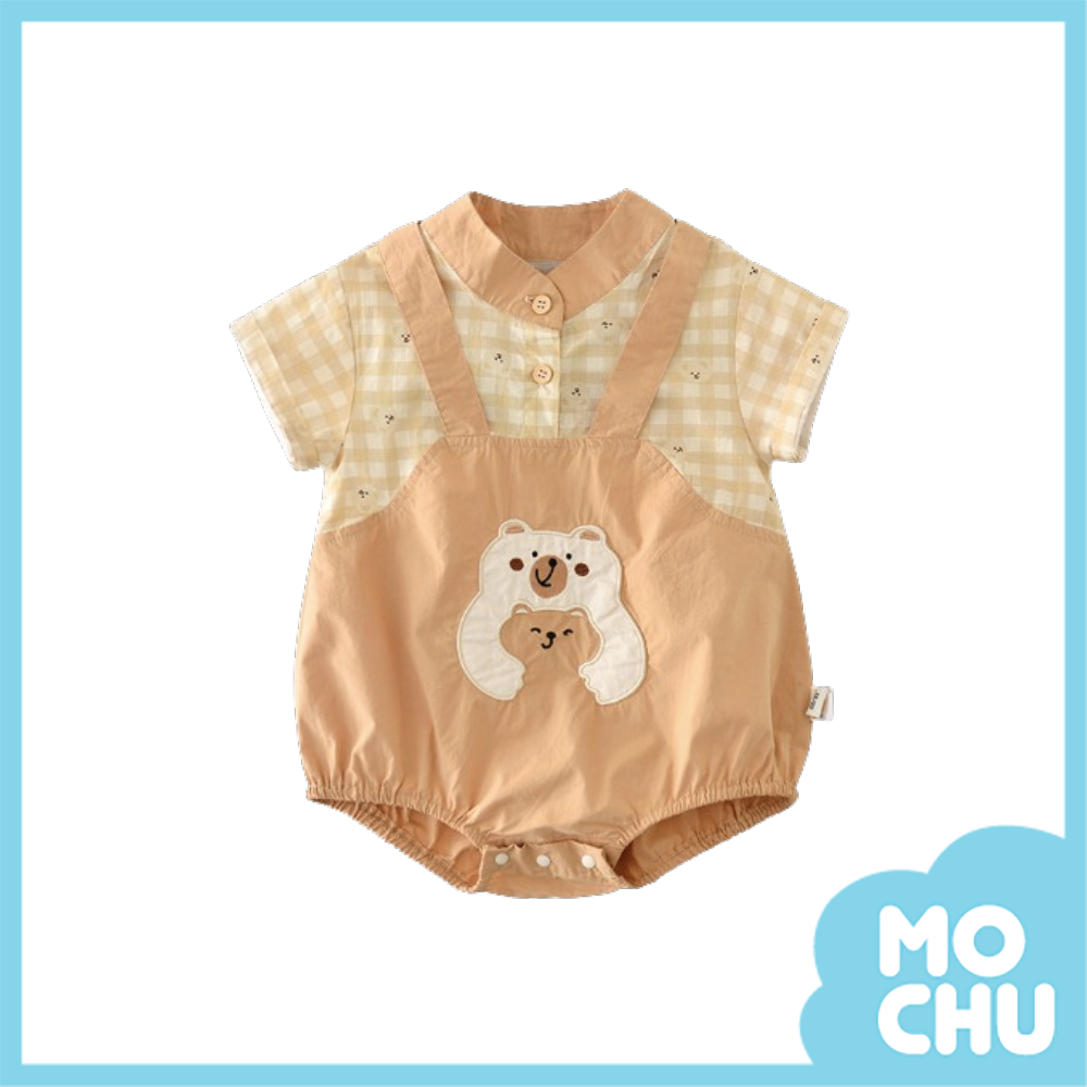 熊熊抱抱假兩件短袖包屁衣