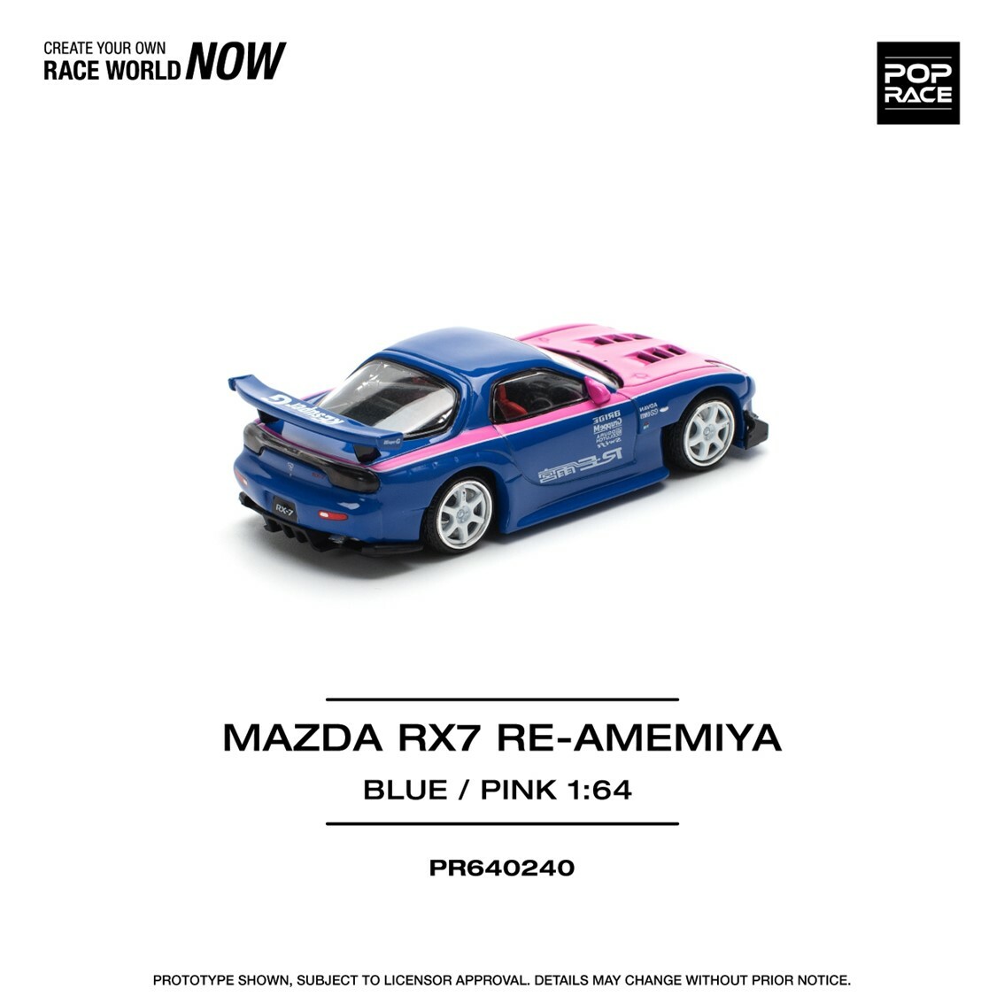 POPRACE 1/64 MAZDA RX7 RE-AMEMIYA - BLUE/PINK
