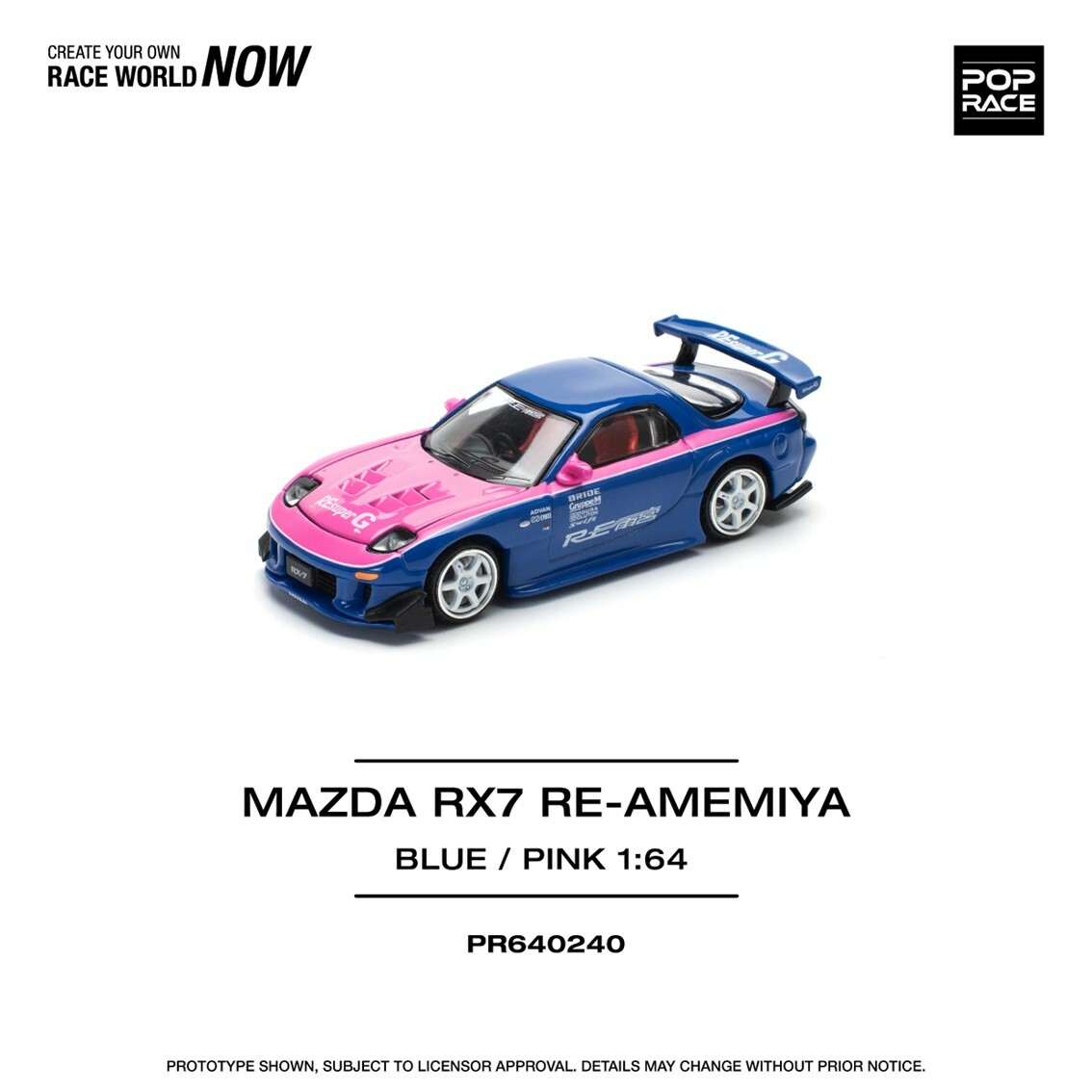 POPRACE 1/64 MAZDA RX7 RE-AMEMIYA - BLUE/PINK