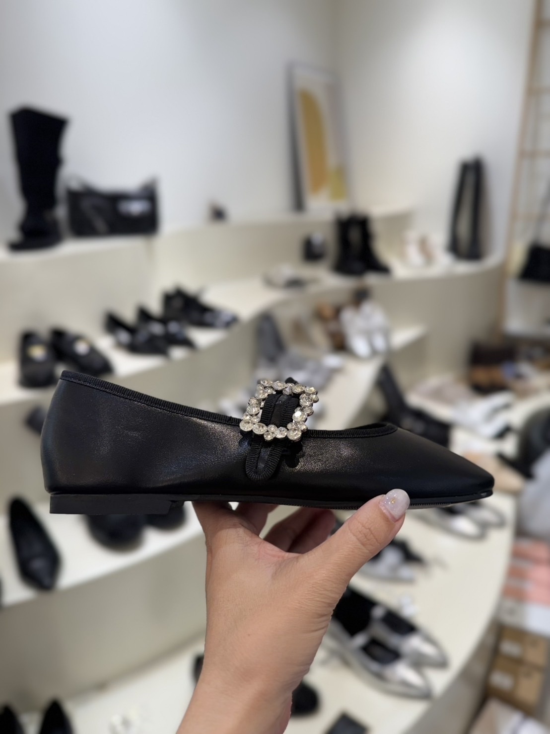 正韓復古方鑽牛皮瑪麗珍鞋