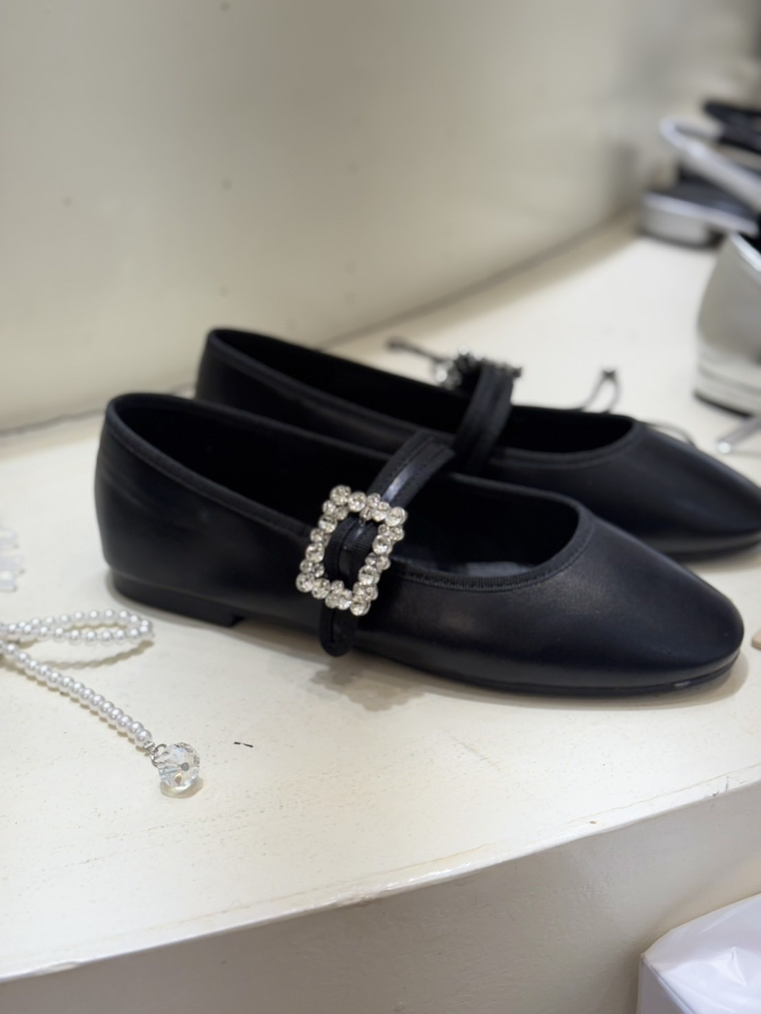 正韓復古方鑽牛皮瑪麗珍鞋