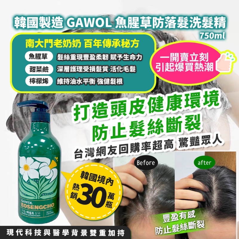 韓國GAWOL魚腥草防落髮洗髮精
