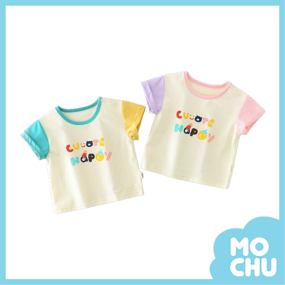 (73.100cm現貨)彩色卡通字母短袖上衣