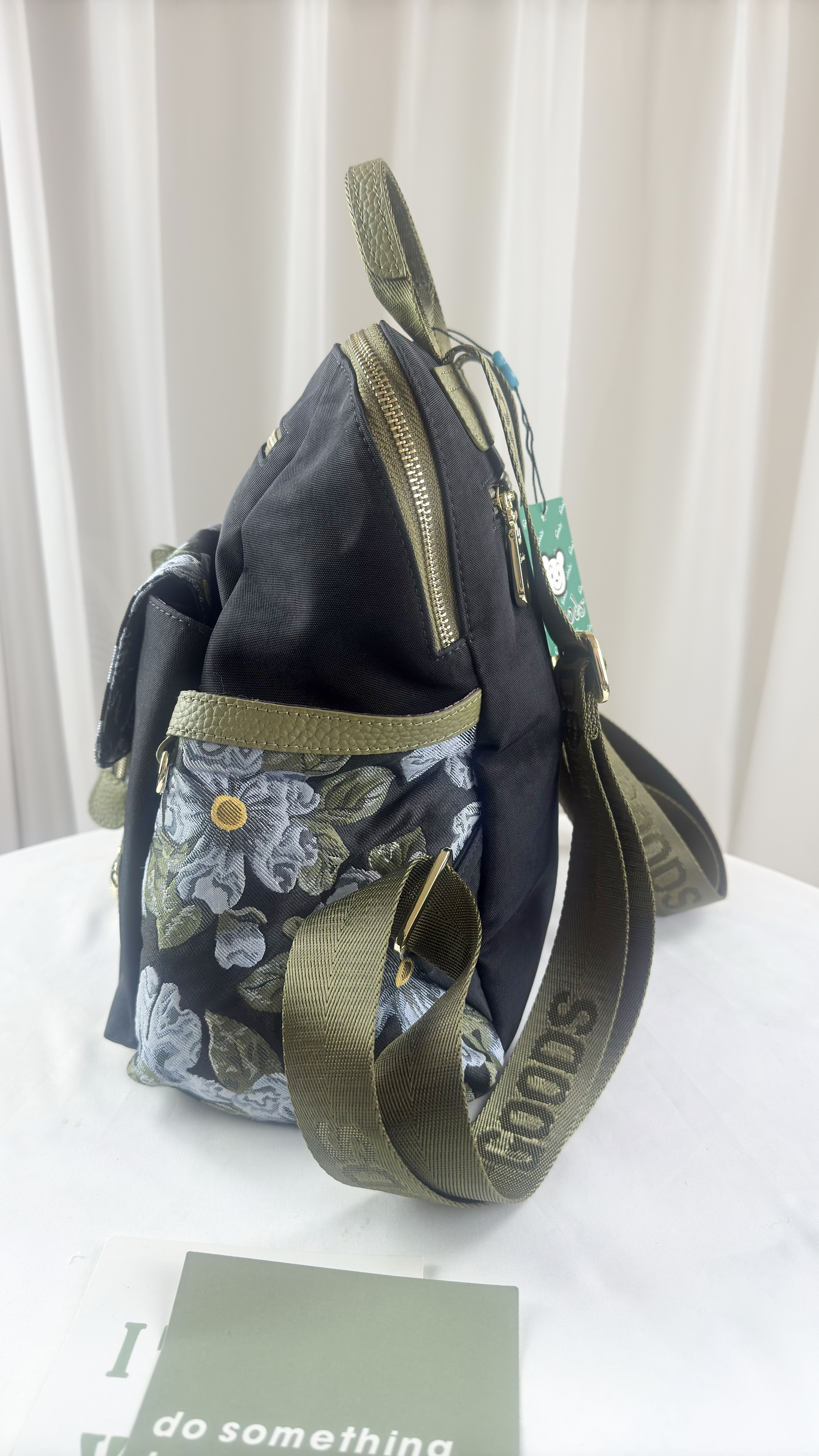 GOODS 提花綠防潑水後背包  附零錢包 #2854