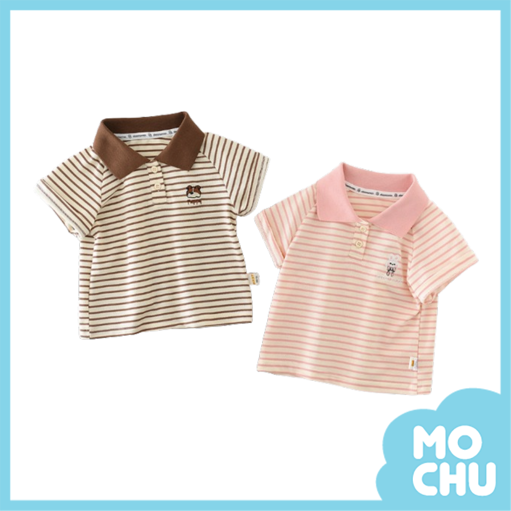 動物刺繡條紋polo上衣(二色)