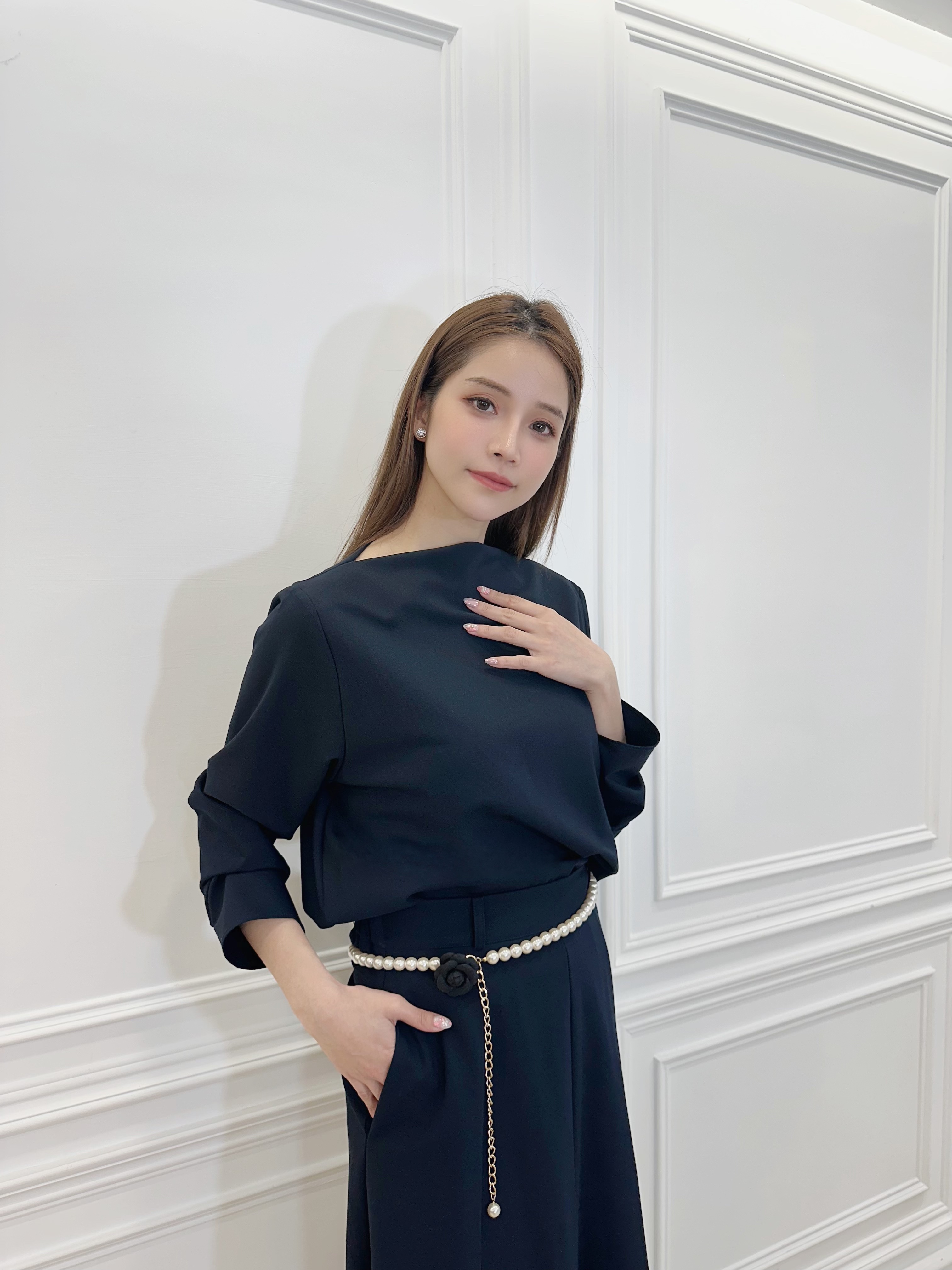 柔美珍珠山茶花腰帶