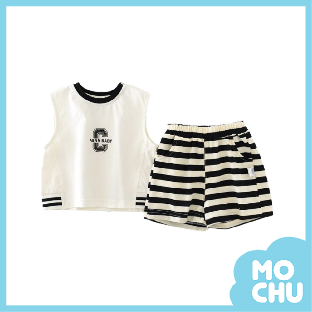 字母C黑白背心套装