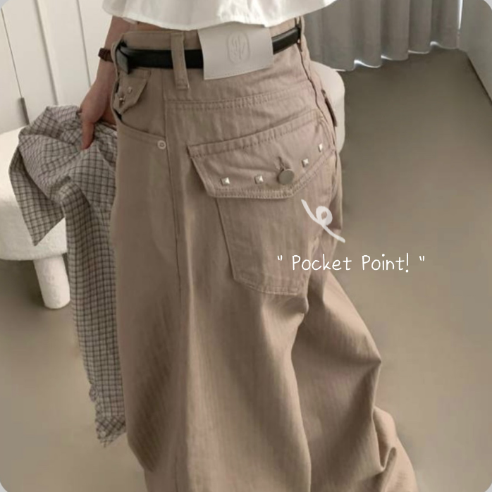 春季預訂｜2色復古鉚釘寬褲