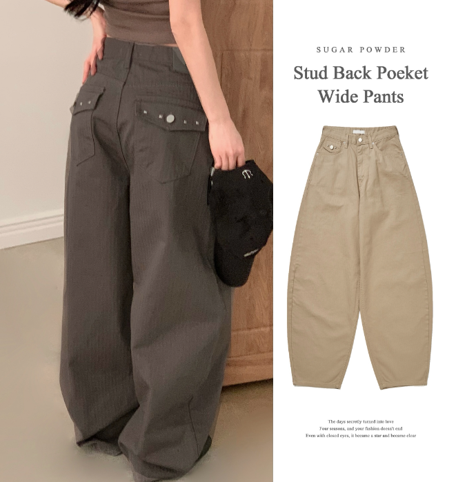 春季預訂｜2色復古鉚釘寬褲