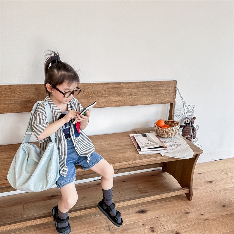 兩色日系塗鴉口袋上衣