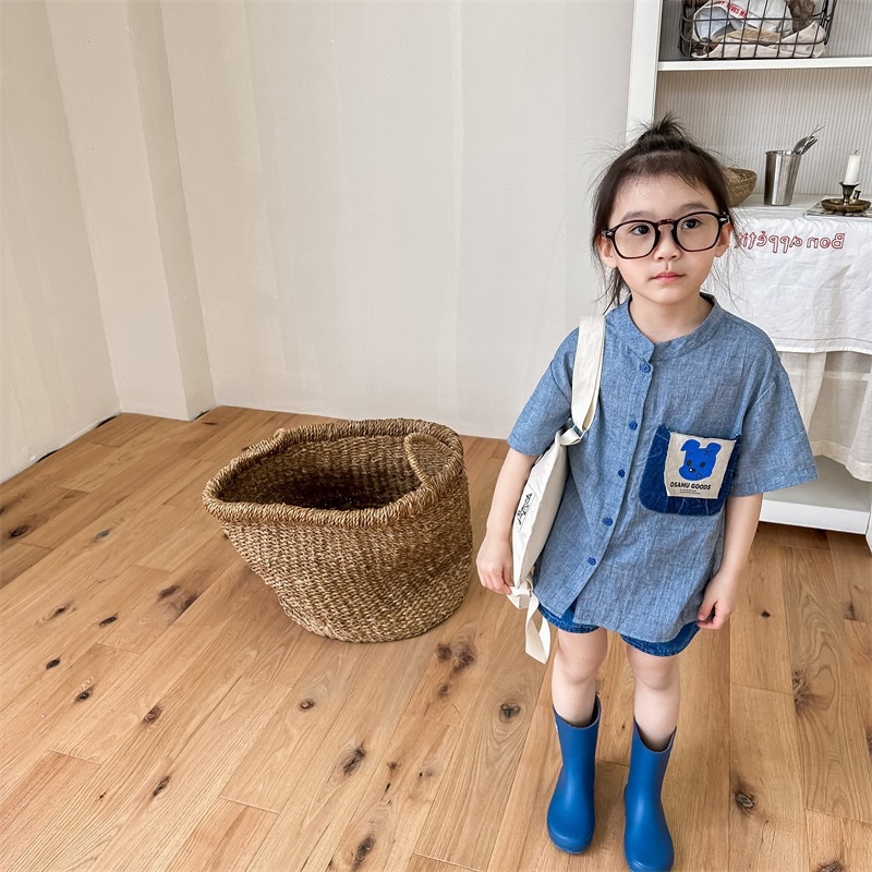 兩色日系塗鴉口袋上衣