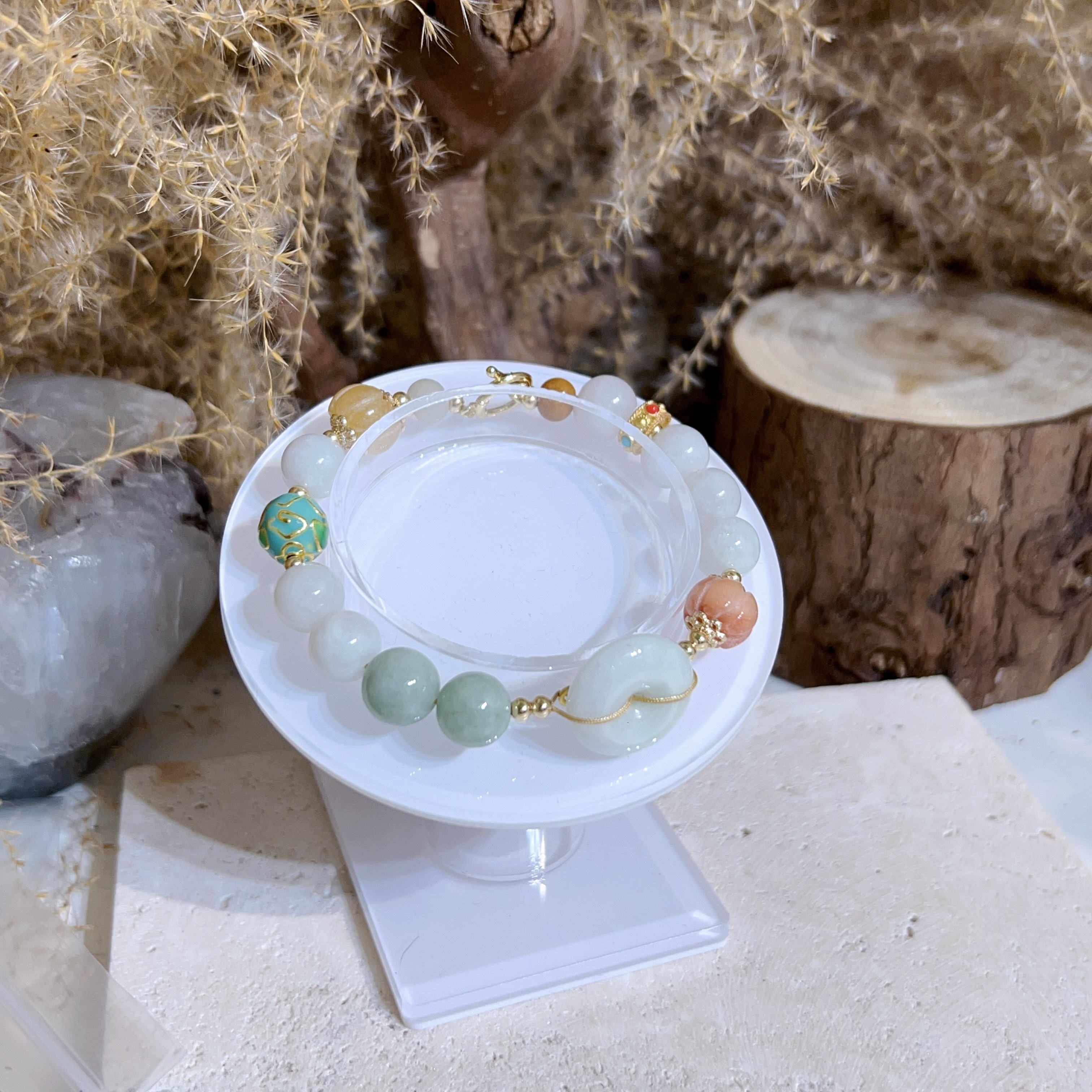 多寶翡翠平安扣DIY手鏈