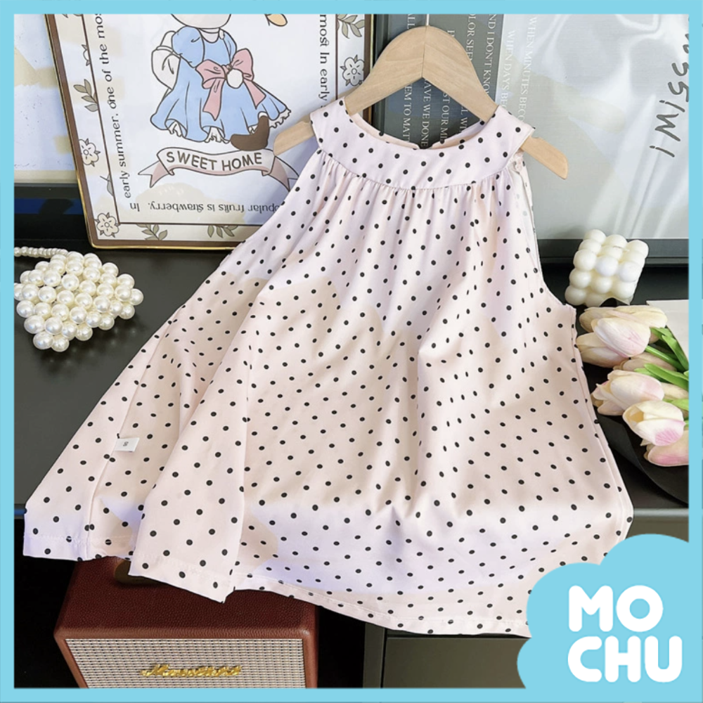 削肩小洋裝-公主點點