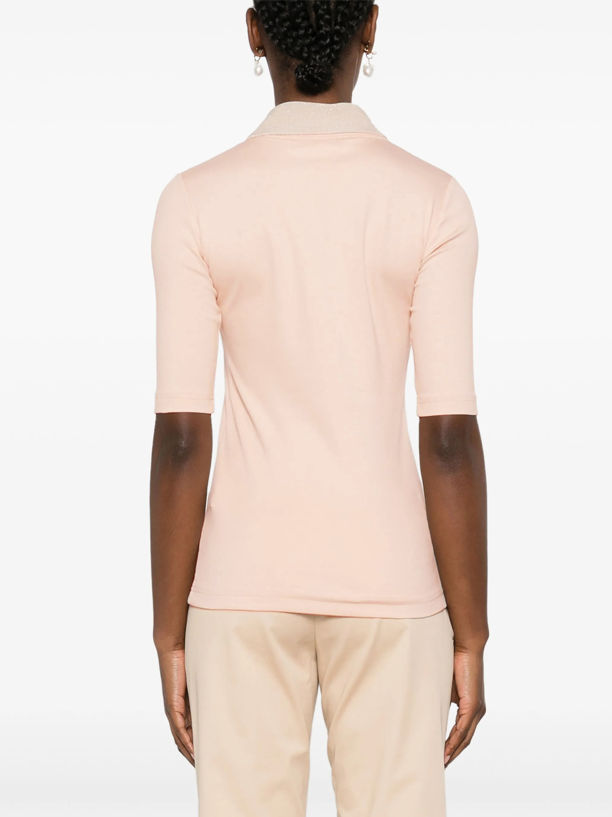 Fabiana Filippi 羅紋領短袖上衣(粉膚)