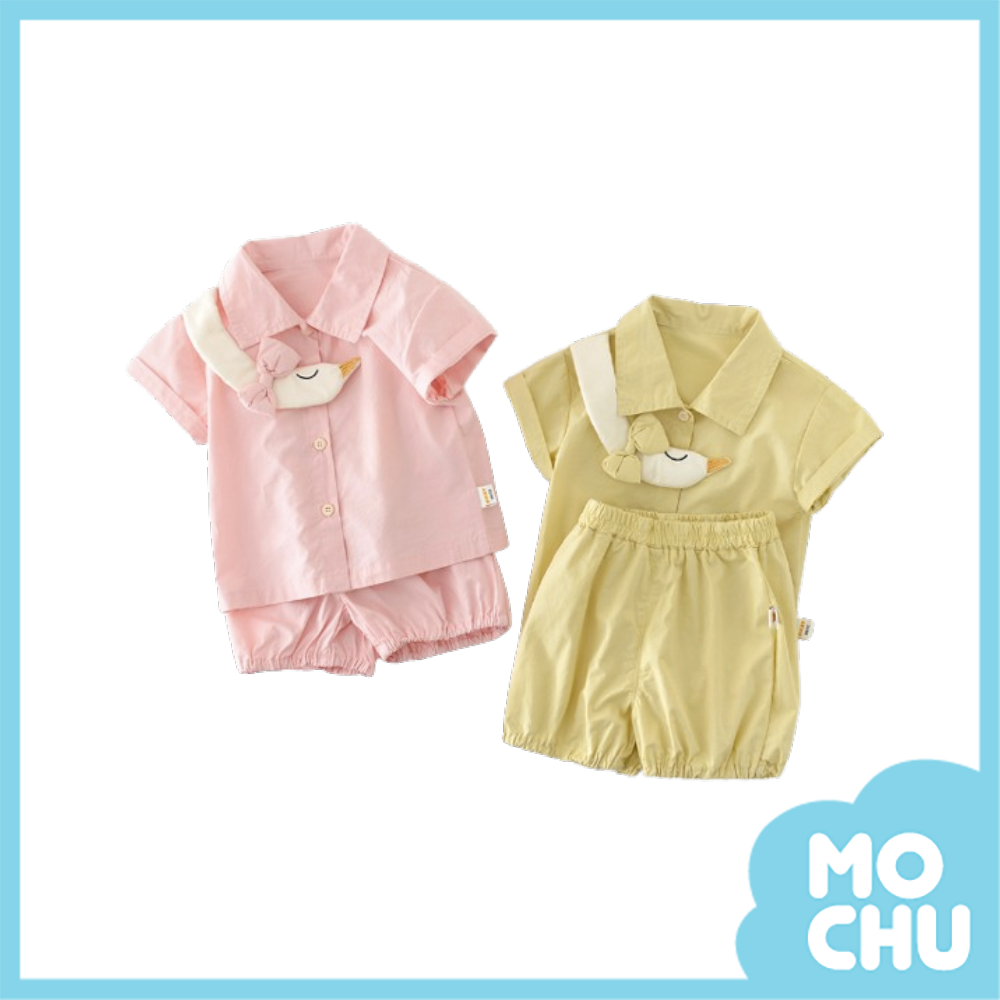 蝴蝶結天鵝短袖套裝(二色)