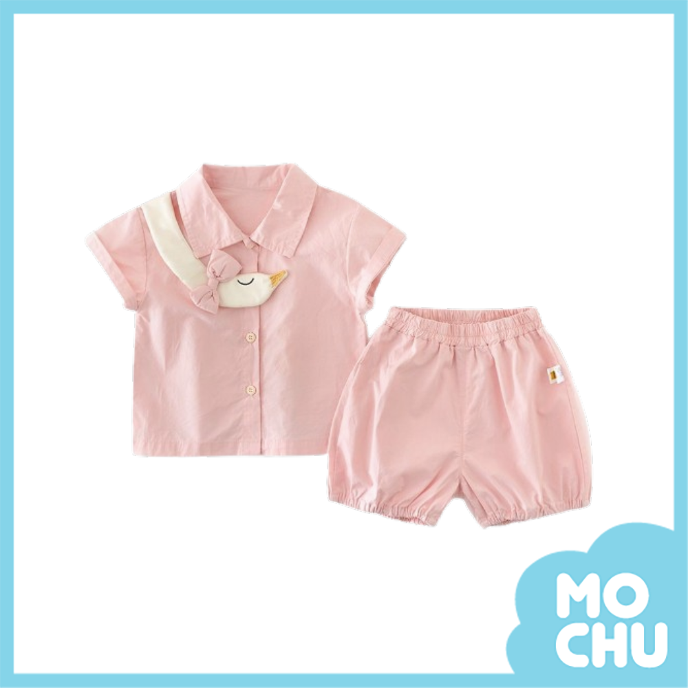 蝴蝶結天鵝短袖套裝(二色)