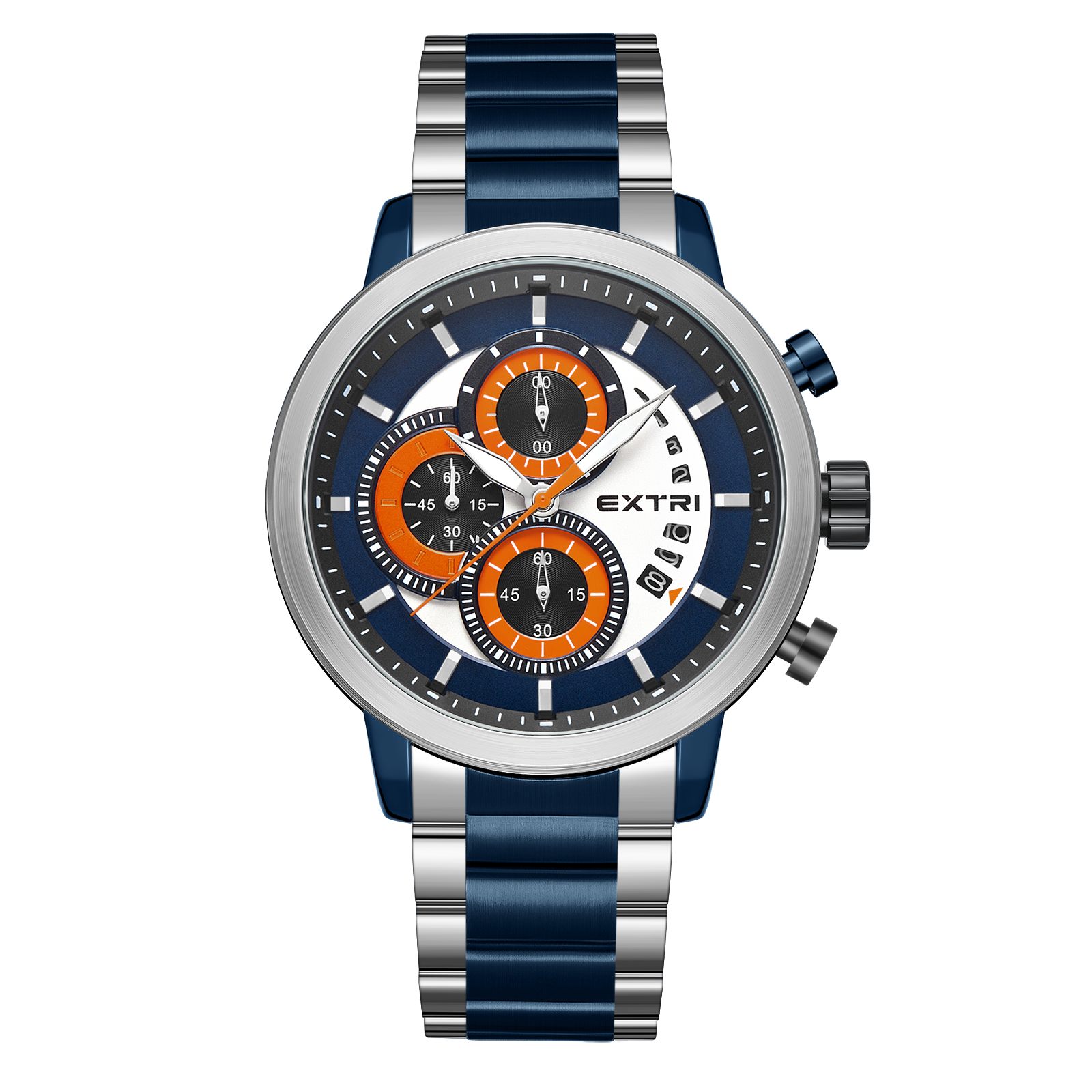 【EXTRI】X6070 潮流 三眼 計時 日期顯示 不鏽鋼 男款 手錶