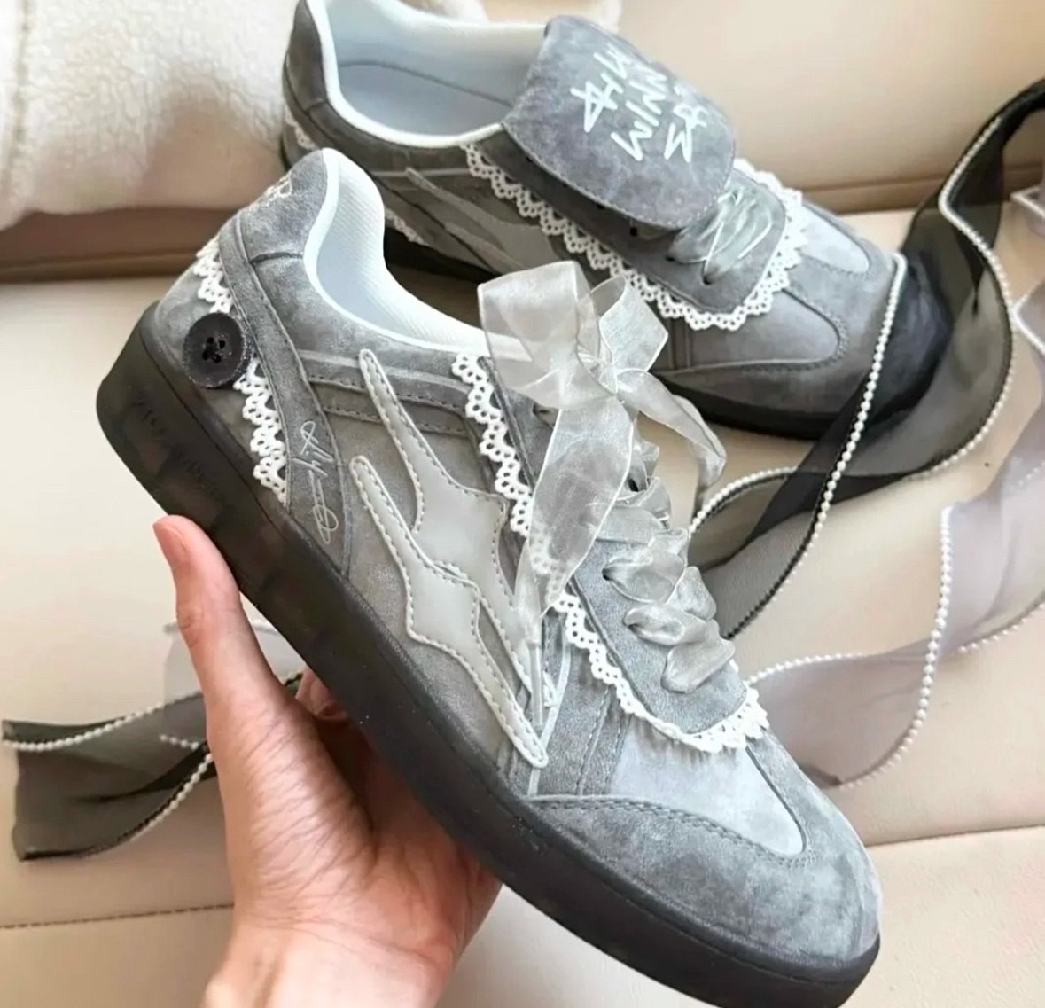 KILLWINNER 德訓鞋 蕾絲灰  張員瑛同款✨