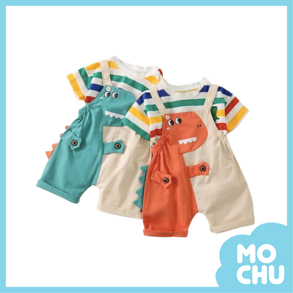 彩條霸王龍吊帶褲套裝(二色)