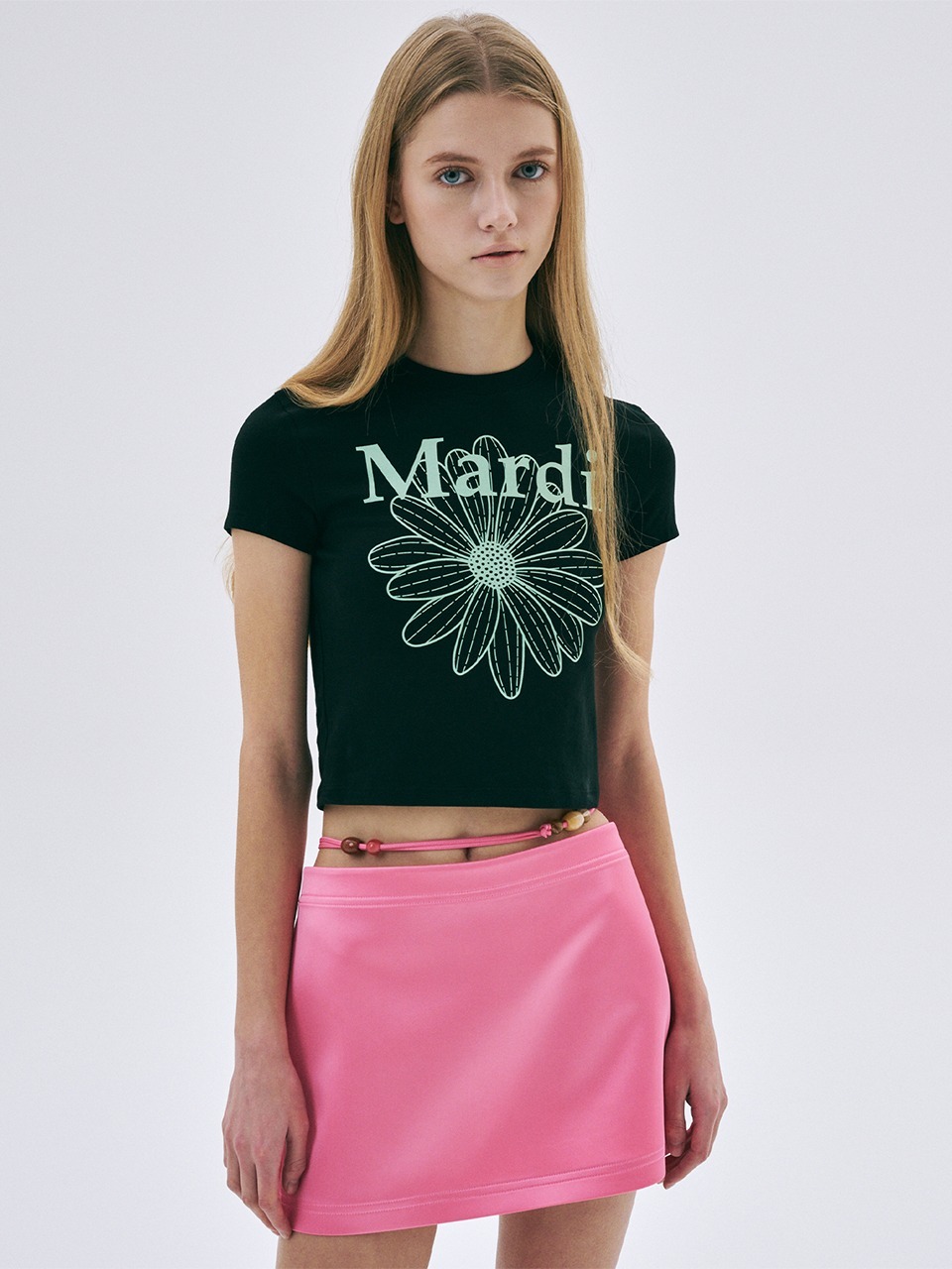 【Luxury】Mardi Mercredi 短袖 顯瘦短版上衣 臘腸狗 小雛菊 花花款 狗狗圖案