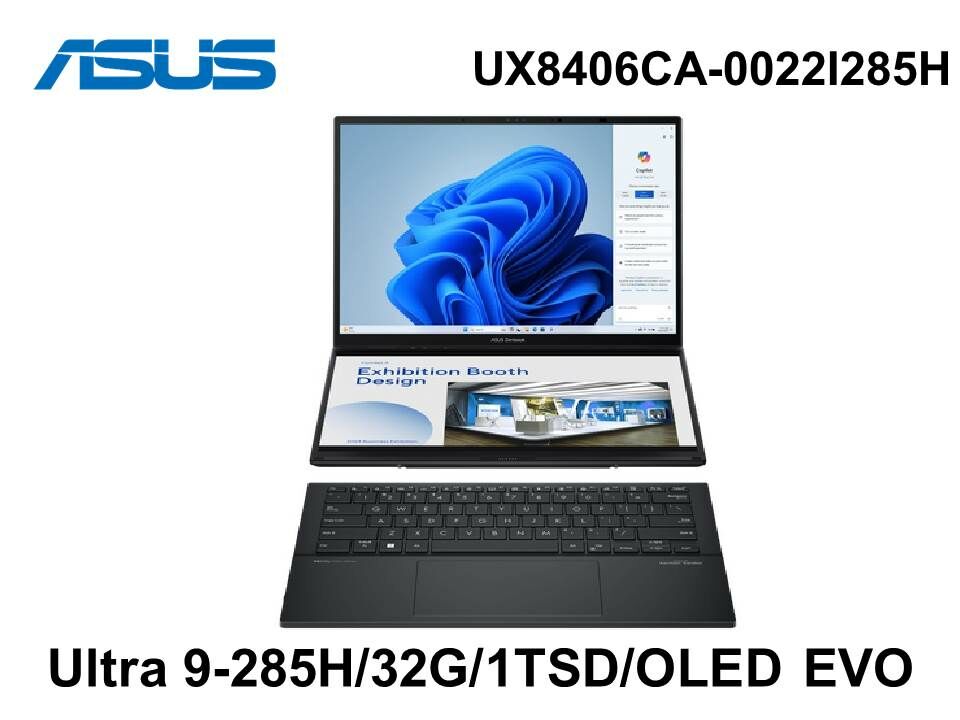 ASUS ZenBook  Duo UX8406CA-0022I285H 墨灰色 14吋觸控筆電/Ultra 9-285H/32G/1TSD