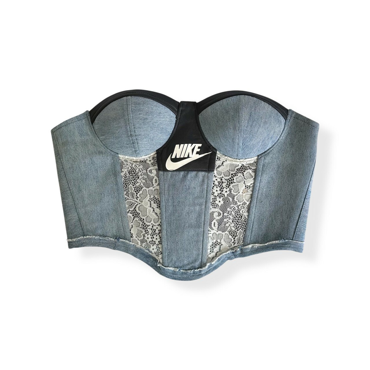 JUSTME - 【售罄】泰國復古Remake牛仔併蕾絲無帶馬甲