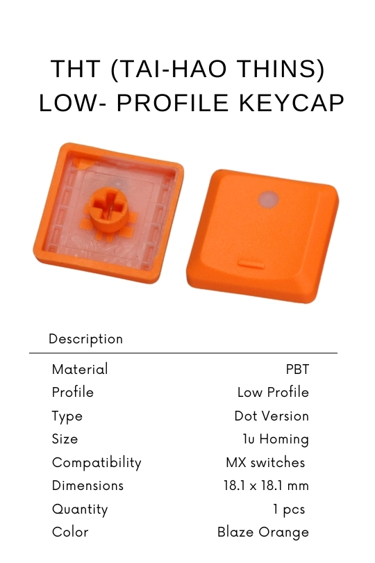 Low Profile PBT Keycap - 1U DOT Backlit, Blaze Orange , Homing Key,mx  switches