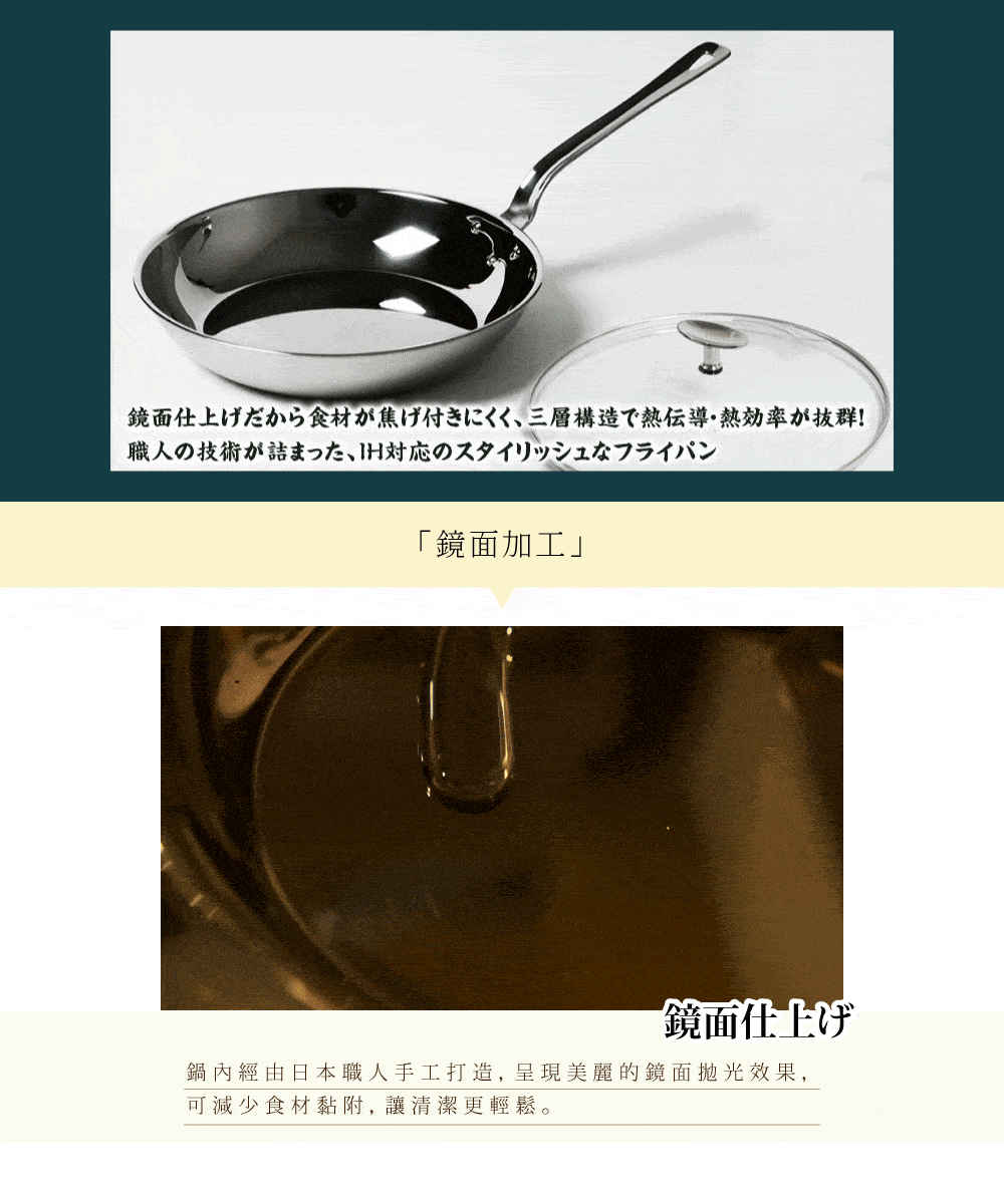 《Mt.Fuji》日本製三層複合不鏽鋼平底鍋