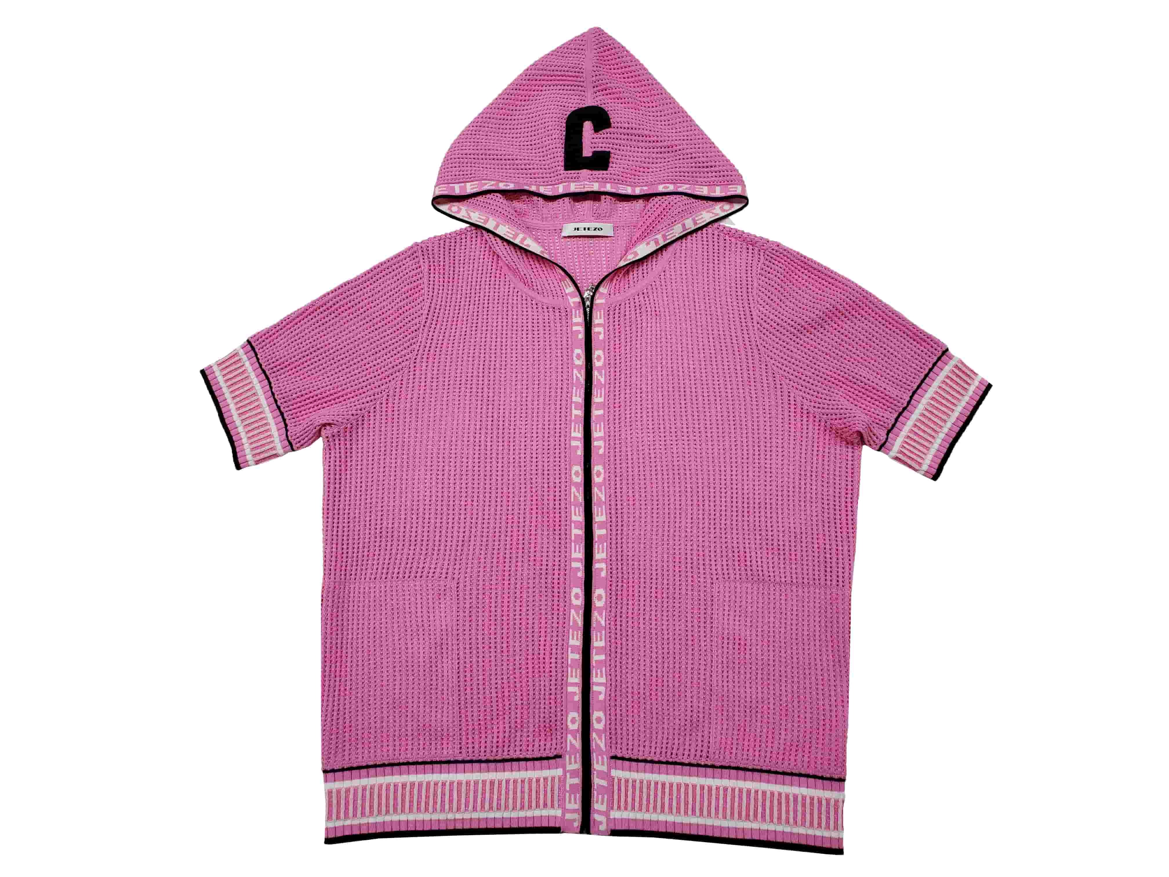 BC1EC203D1 沙灘派對運動風網狀針織短袖外套 (2色)