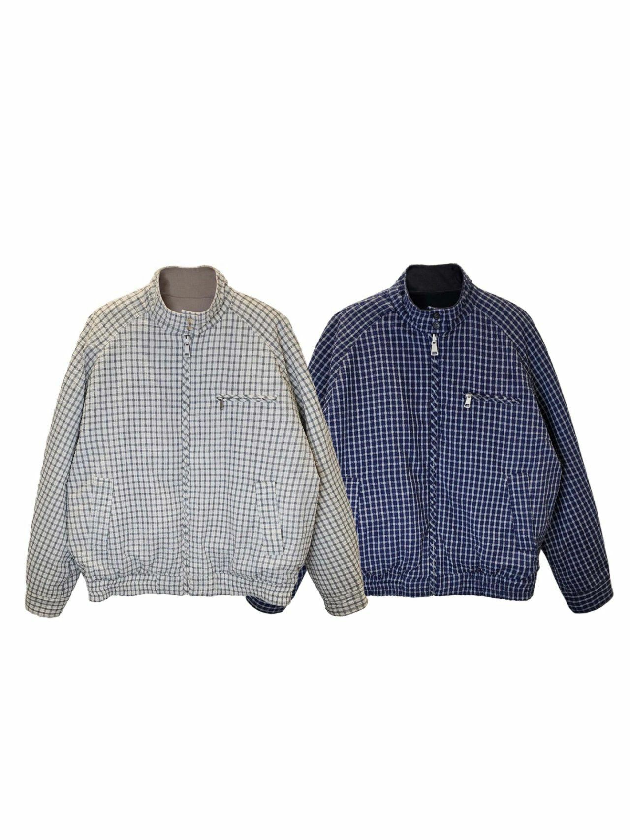 企領拼格仔拉鍊外套(雙面)F&c-060JK