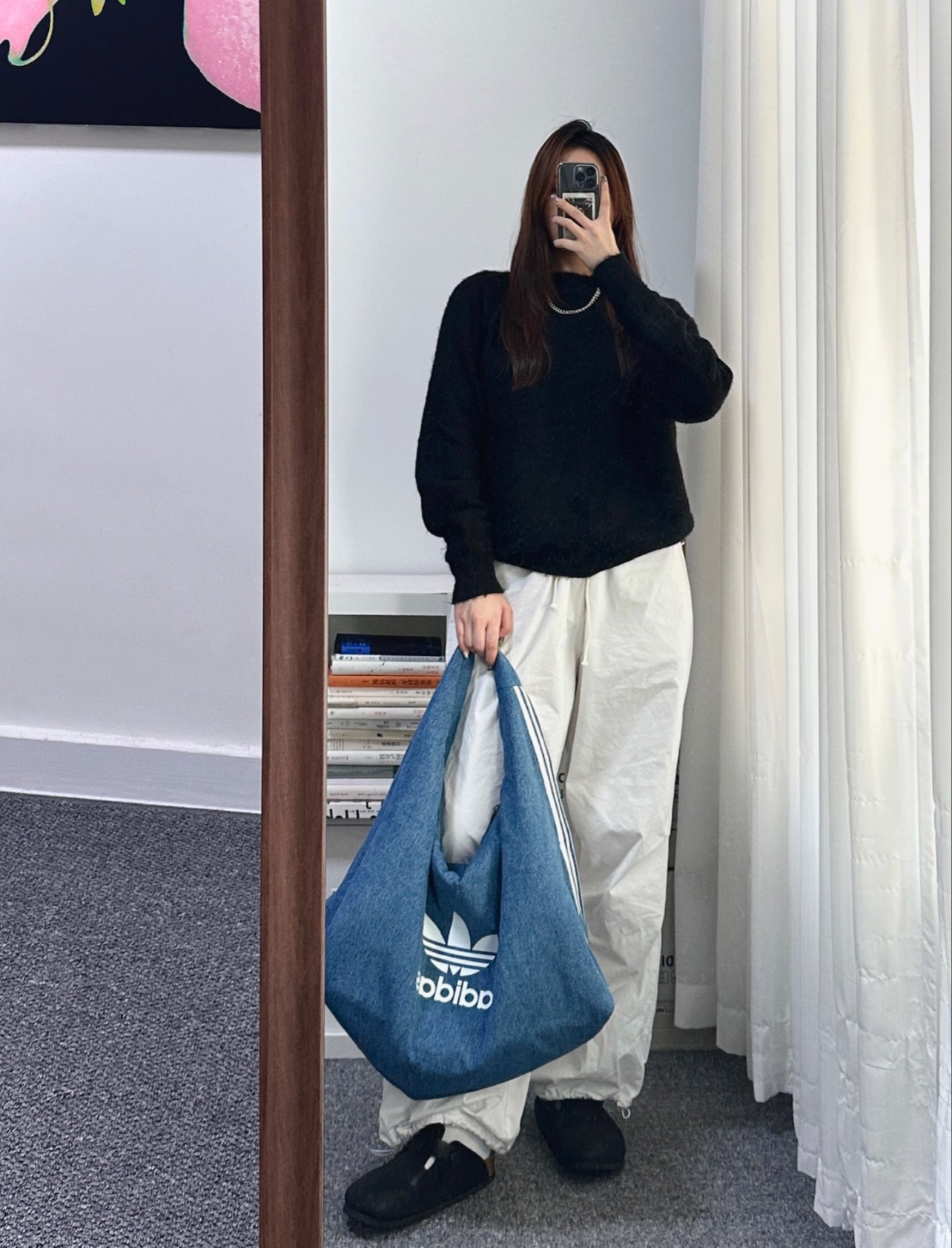 海外限定Adidas デニム 雲形バッグ ユニセックス ブラック IX7694 海外