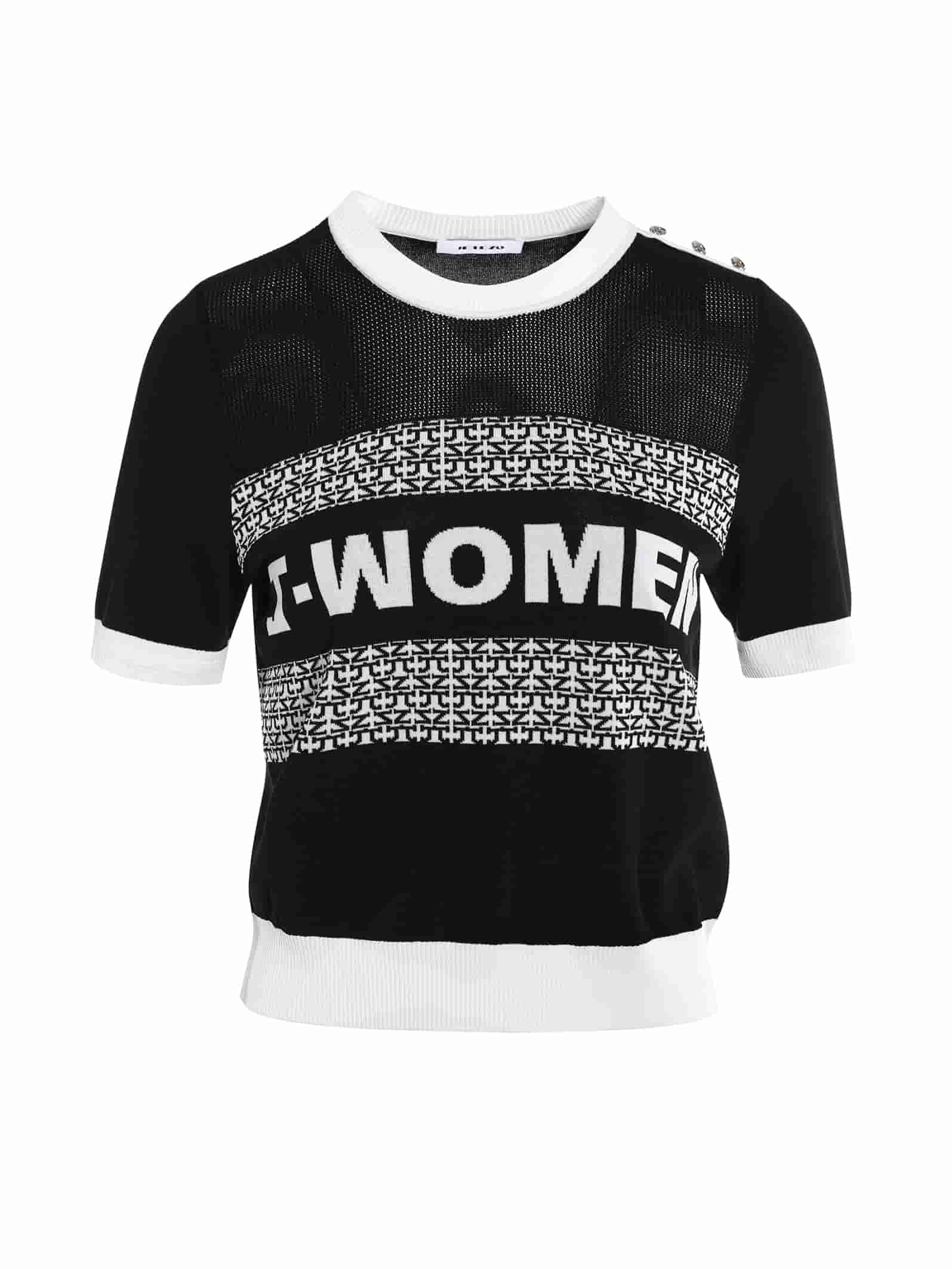 BC1EC259A1 濱海風情- J LOVE 字母提花上衣(2色)