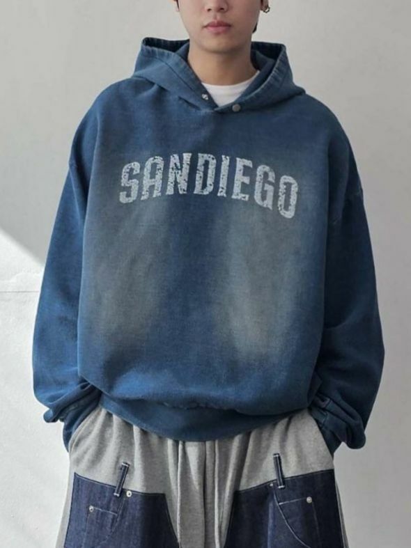 洗水英文字連帽衛衣 F&c-062T