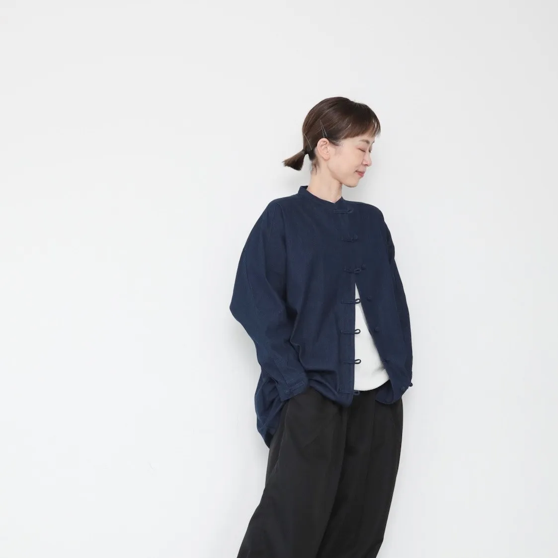 OMAKE.jp 落肩盤釦襯衫KnotButtonShirt 單寧