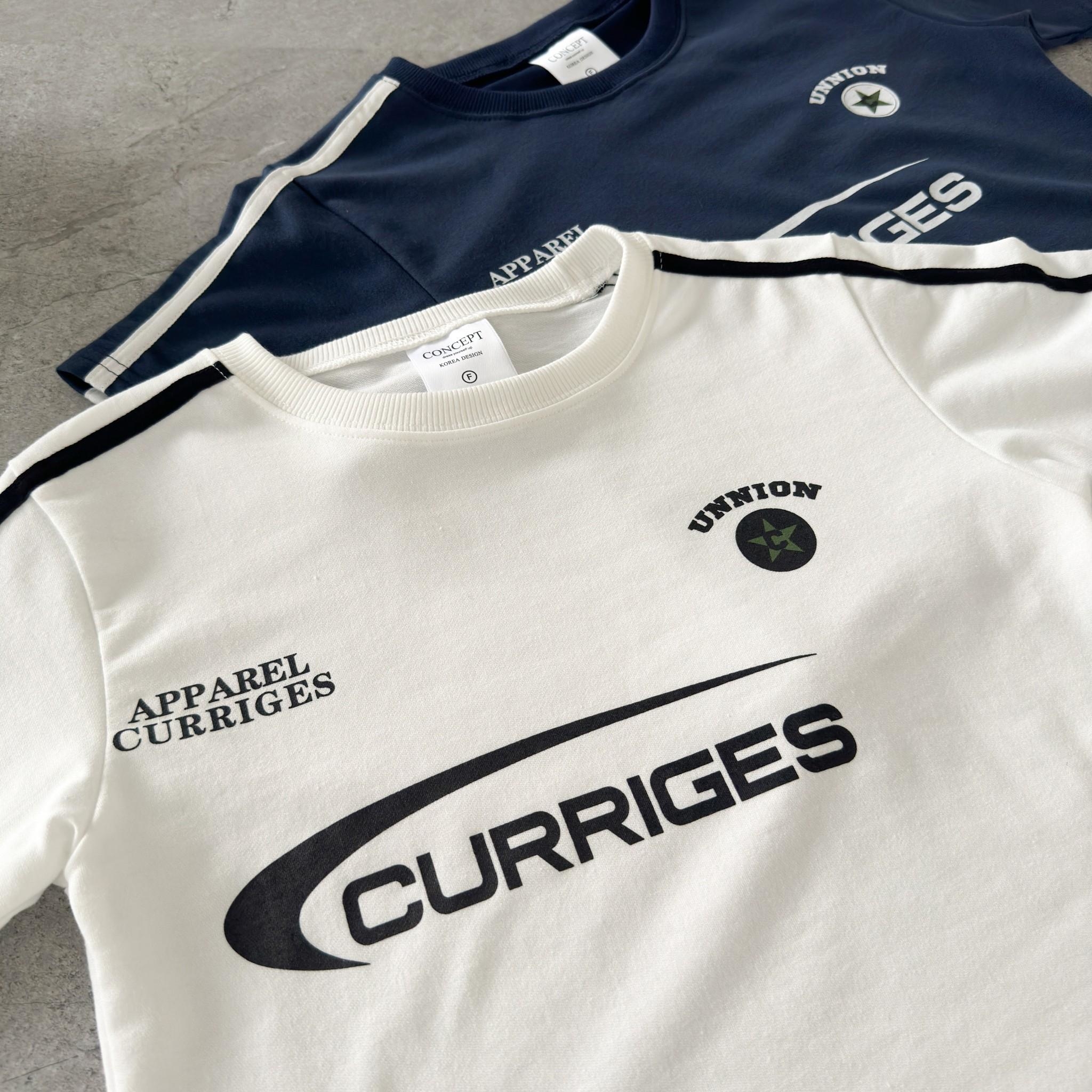 韓國短袖 Curriges 倒勾撞色車邊短版合身短T 80663