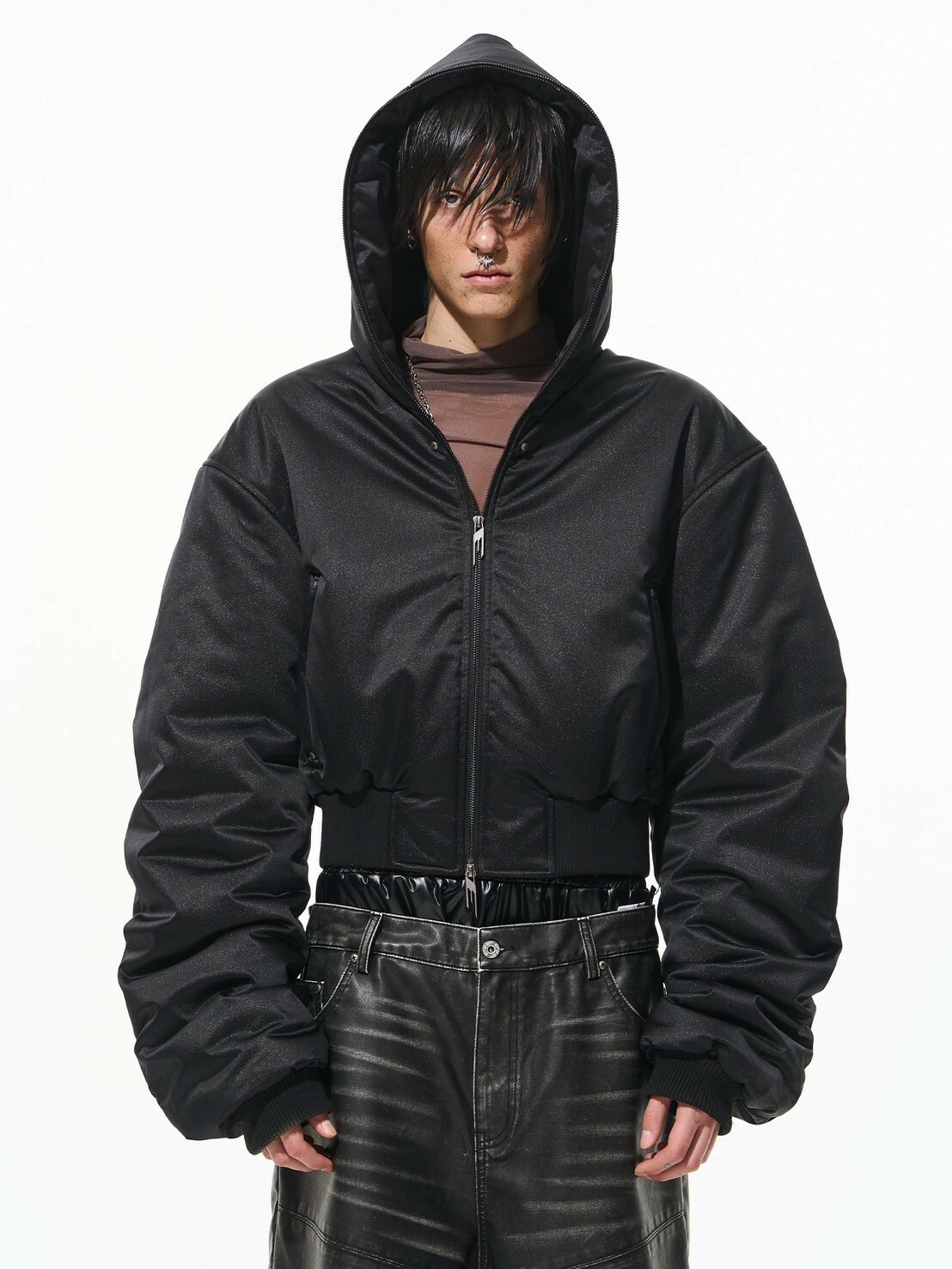 BLIND 設計感 細閃 撞釘 連帽 #飛行外套