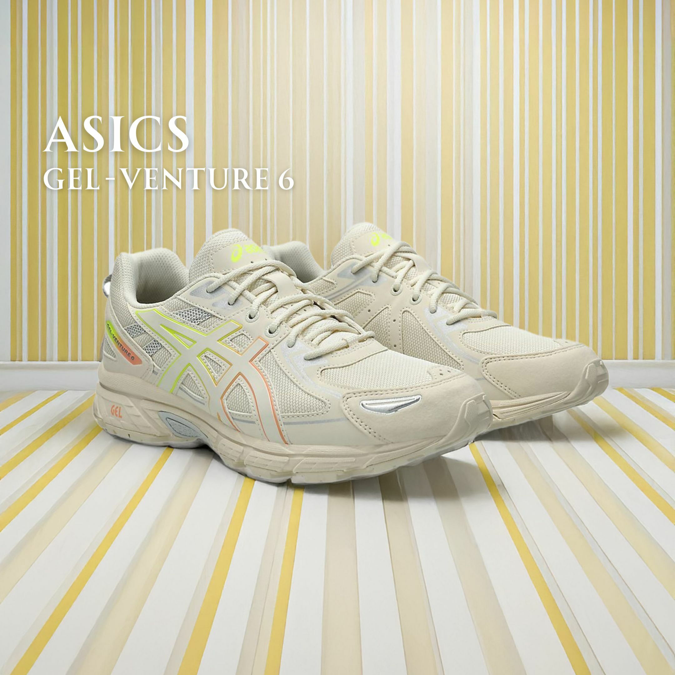 NICEDAY 現貨 ASICS GEL-VENTURE 6 淡黃色 淺黃 米黃 復古 男鞋 女鞋 1203A438-100