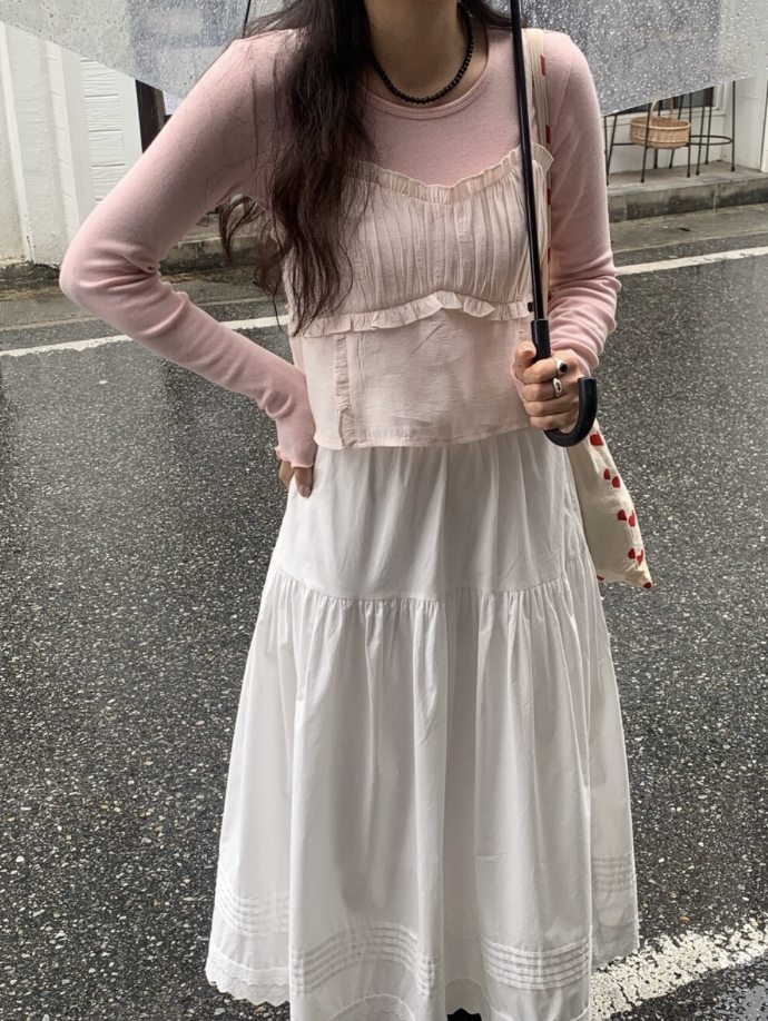 [現貨] Bertha 拼接褶皺背心 [ 粉色 / Free ]