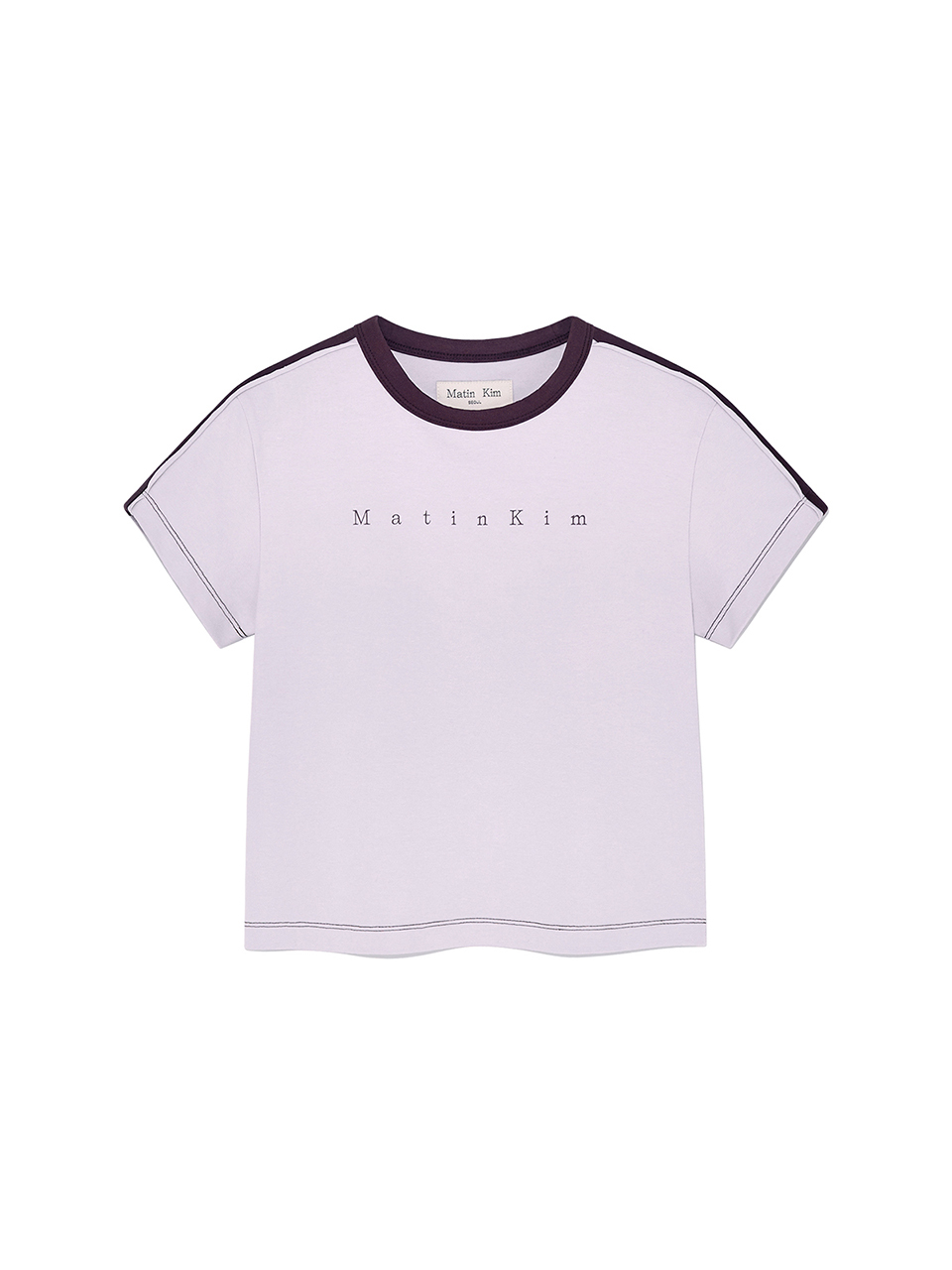 滾邊細節短版LOGO上衣女款 淡紫