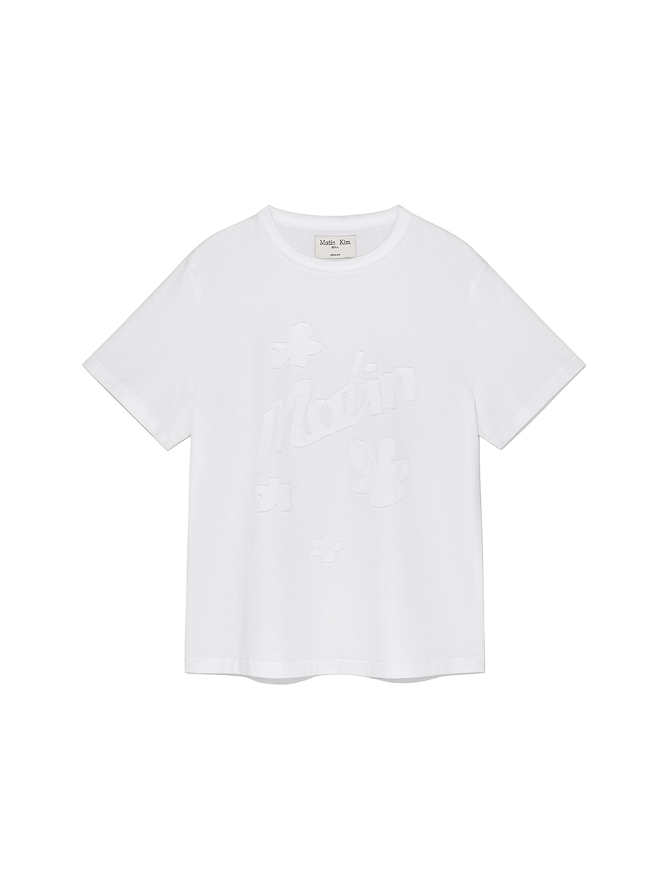 花卉布貼LOGO上衣 白色