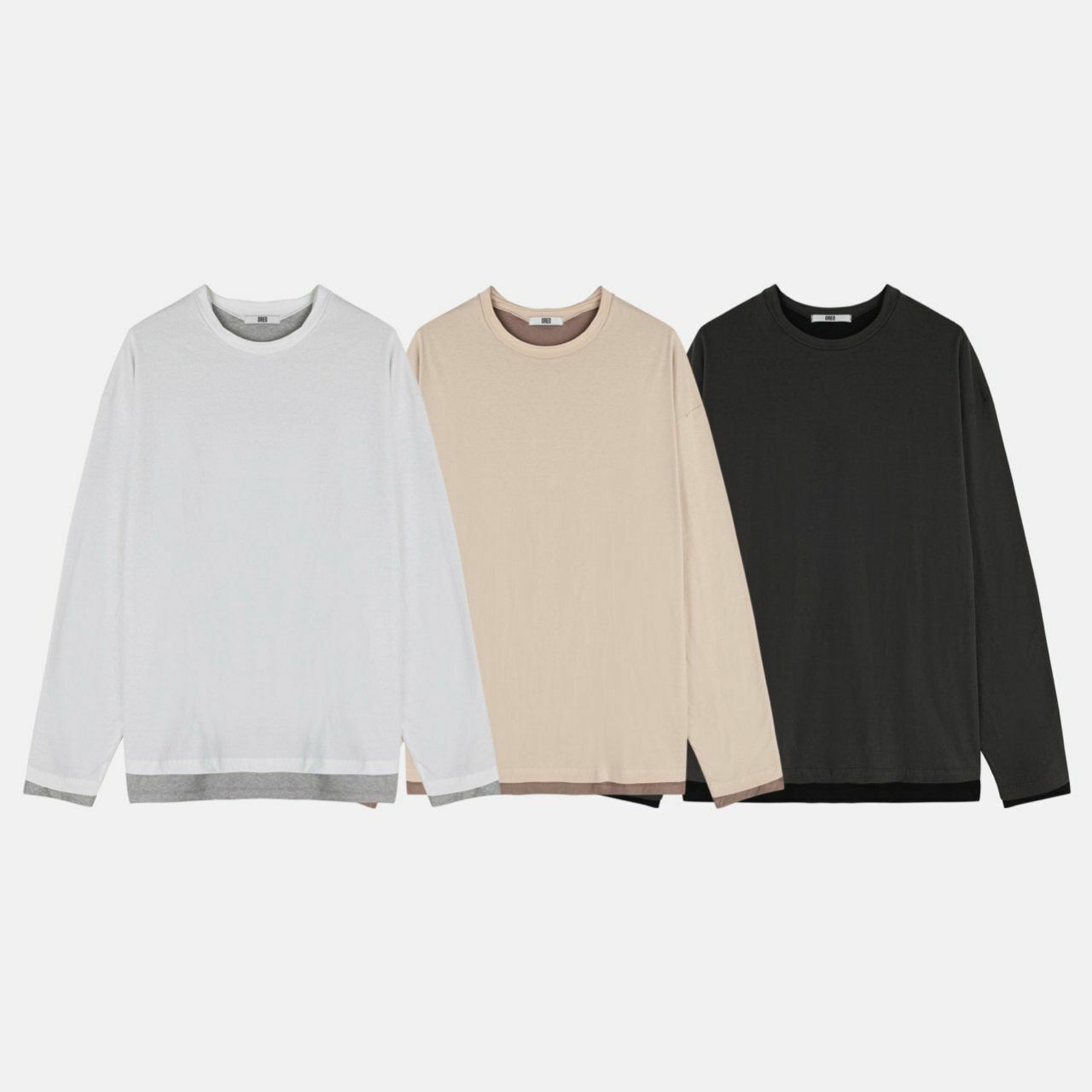 淨色假兩件長袖衫 OREO-106T