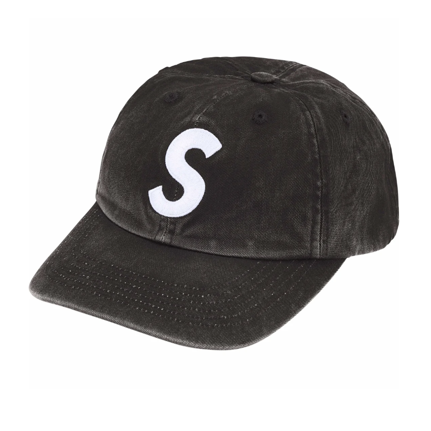 -(B06)-SUPREME PIGMENT COATED S LOGO 6-PANEL 六分割帽 水洗黑色/水洗紅色/粉迷彩/藍迷彩/綠色/米白/天空藍-SS25H24
