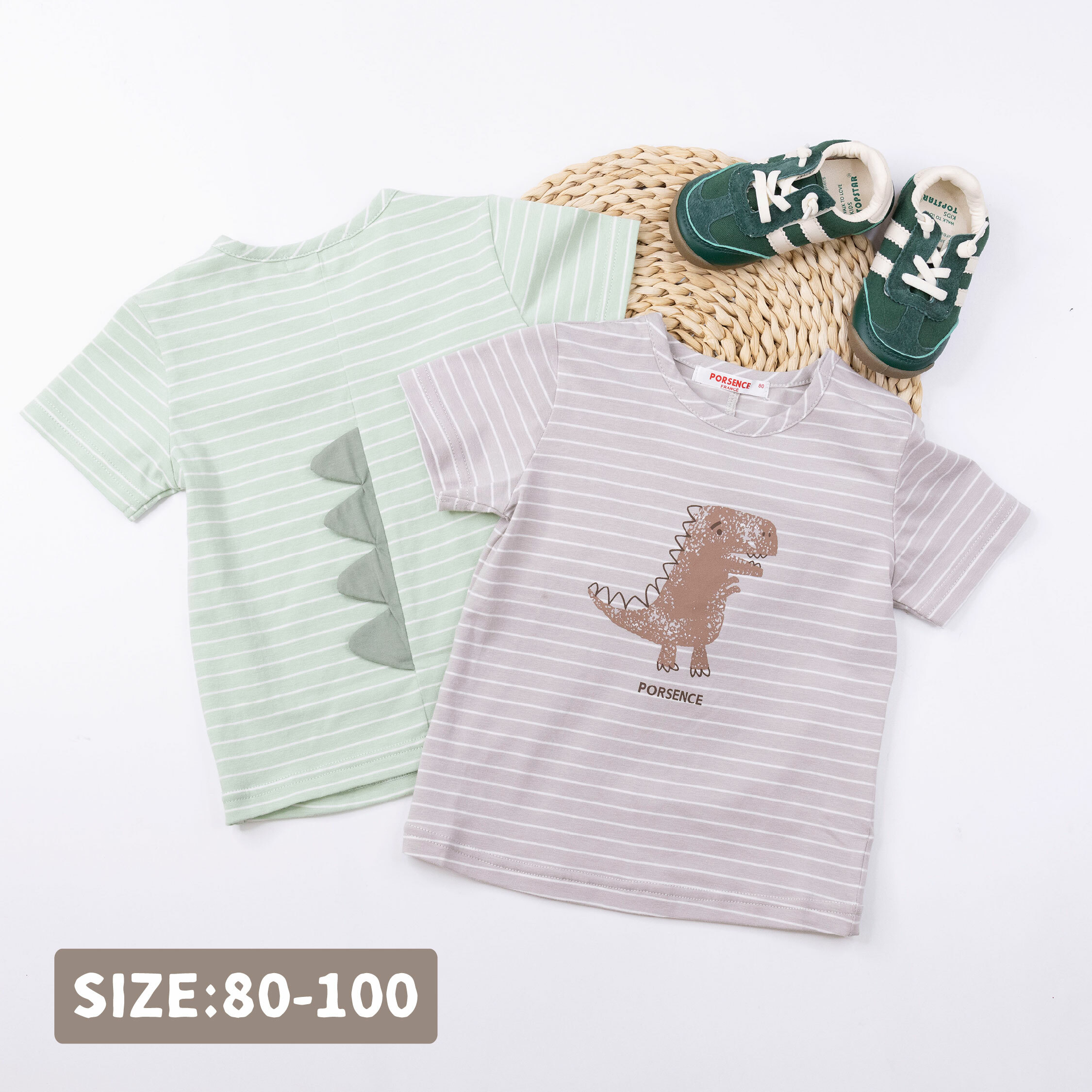 波紳士【12031】塗鴉恐龍條紋上衣＊二色